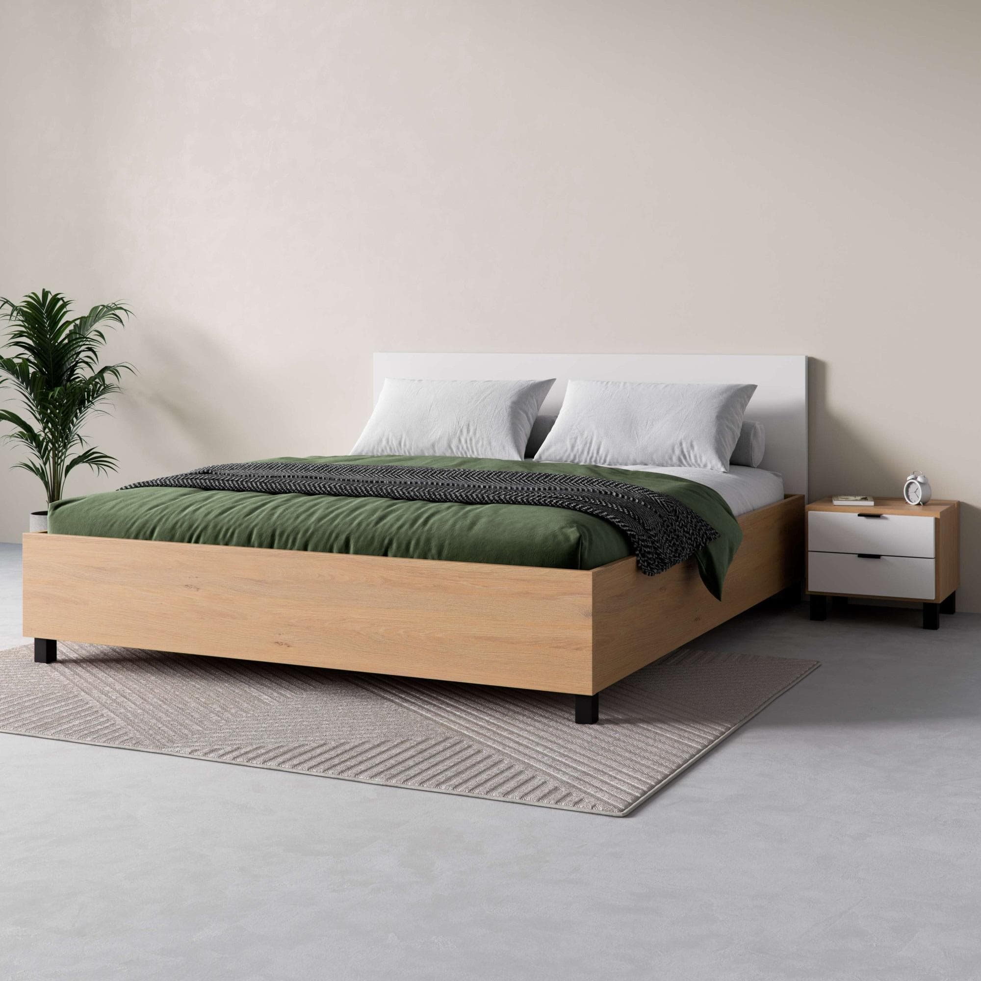 Bett VOX SIMPLE mit Bettkasten - Eiche/Weiß - 185x204cm