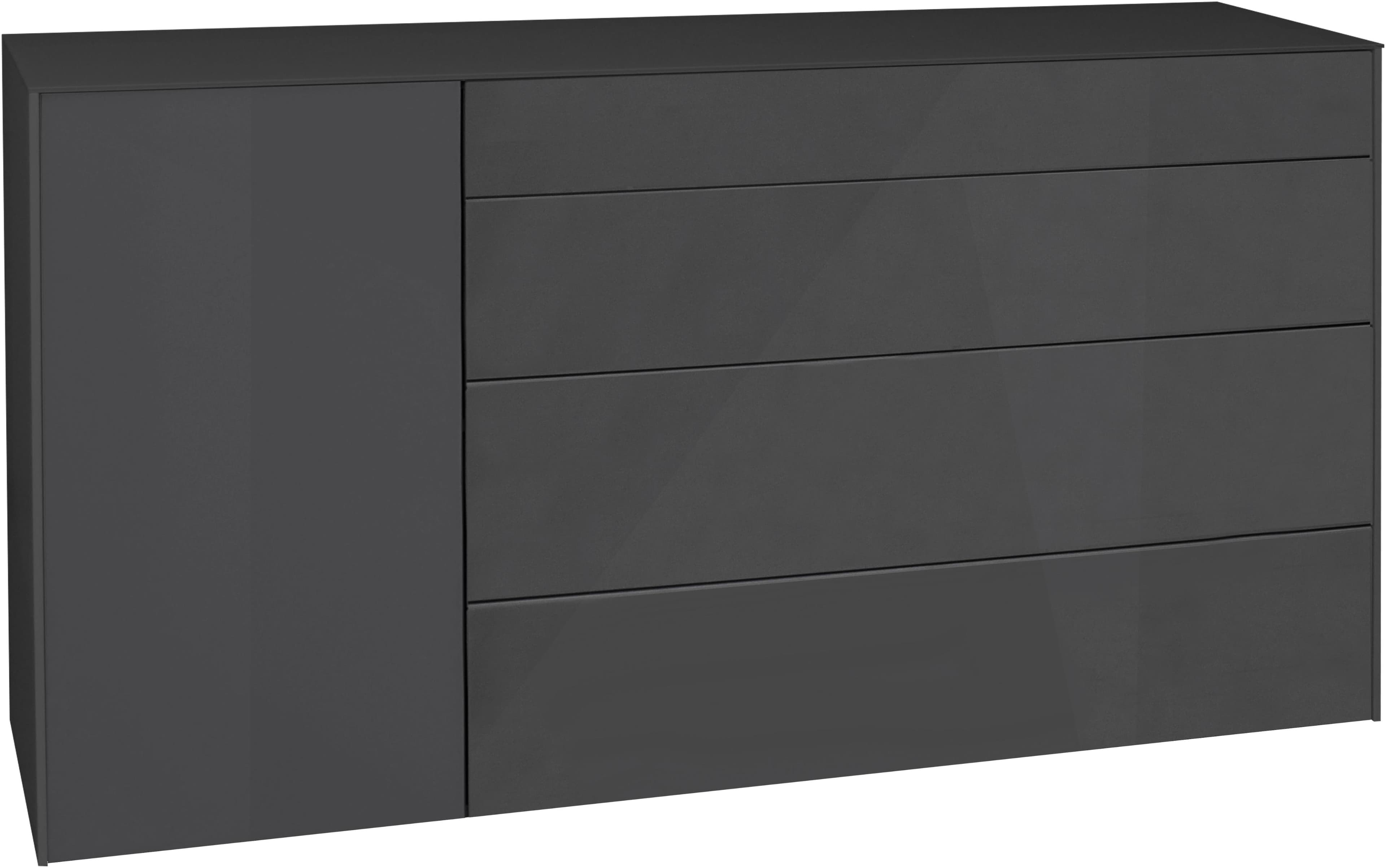 MÄUSBACHER Kommode Imola Anthrazit Glas Push-to-Open