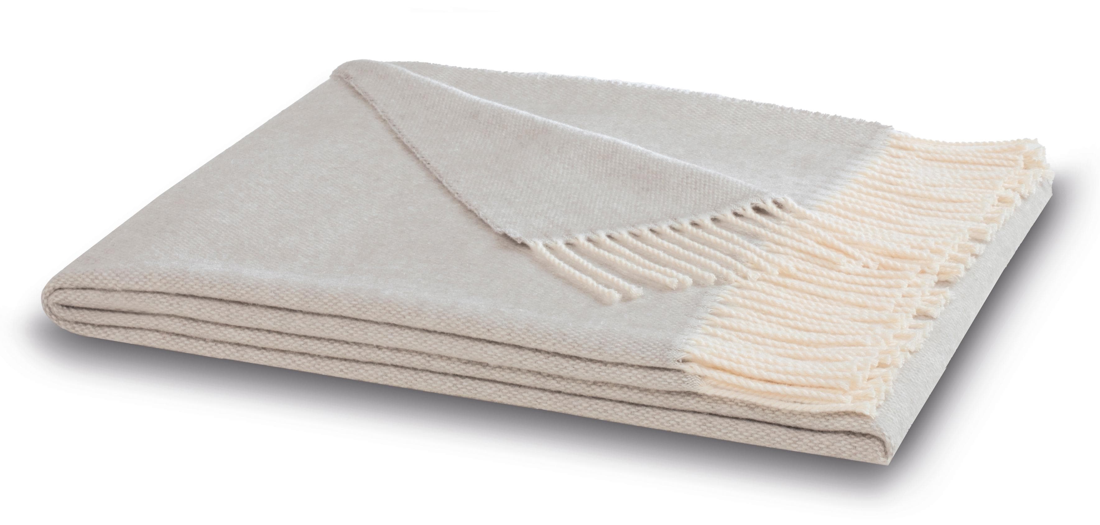 BIEDERLACK Plaid Giletti Silber Baumwolle Fransen Wohndecke