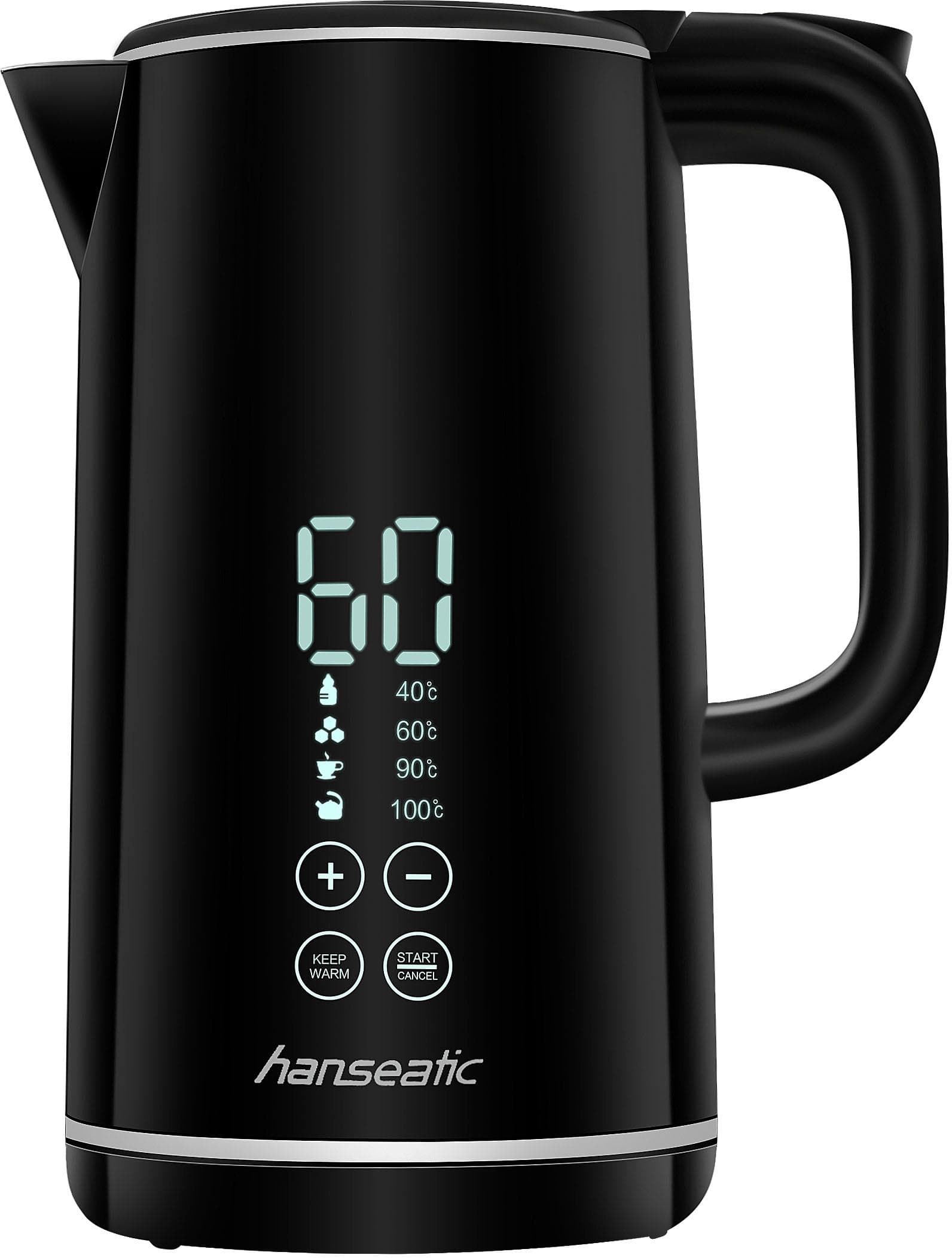 Hanseatic Wasserkocher HWK172200DBD mit Temperaturvorwahl Schwarz