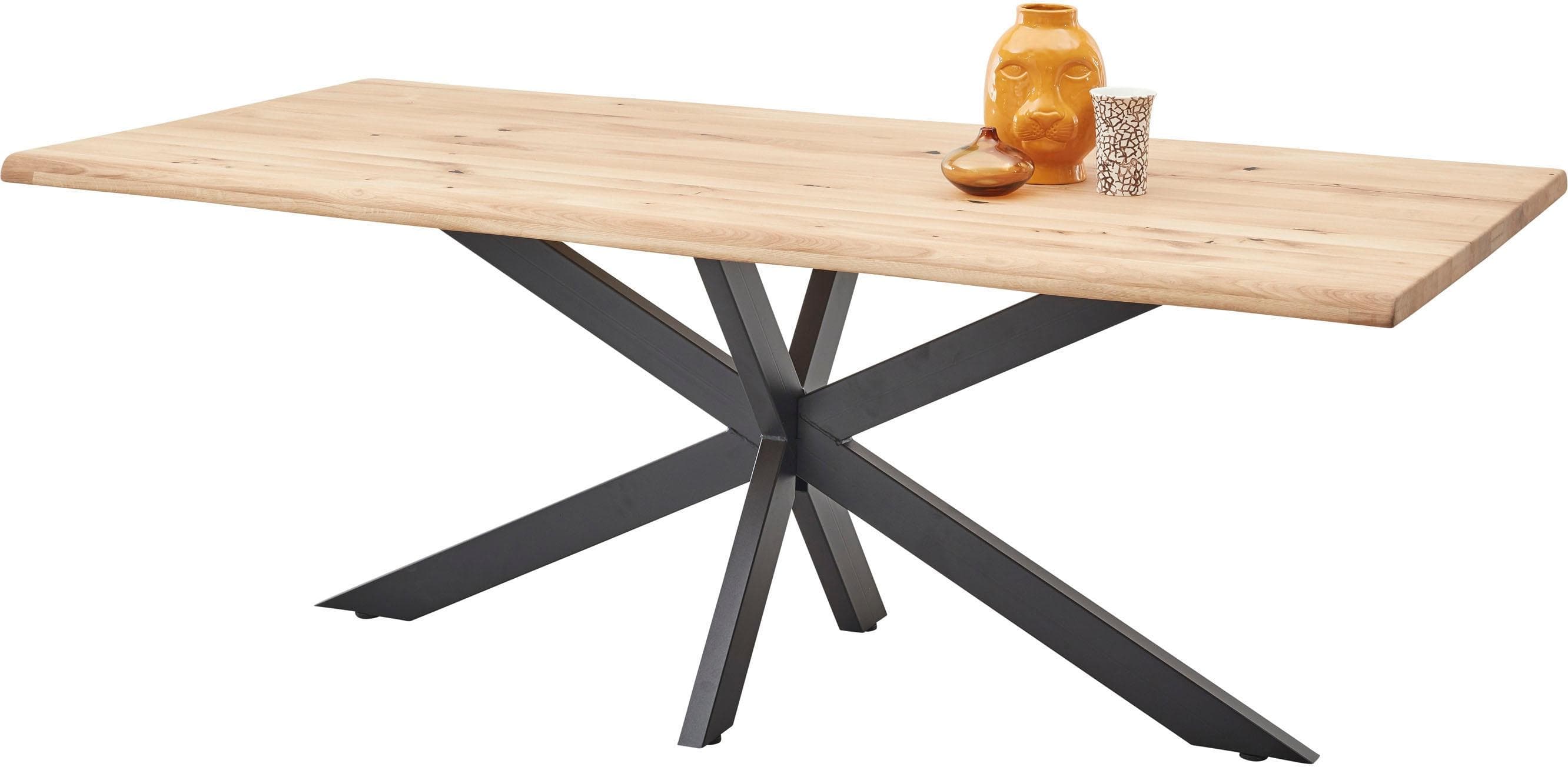 Livetastic Esstisch Eiche Massivholz Schwarz X-Gestell