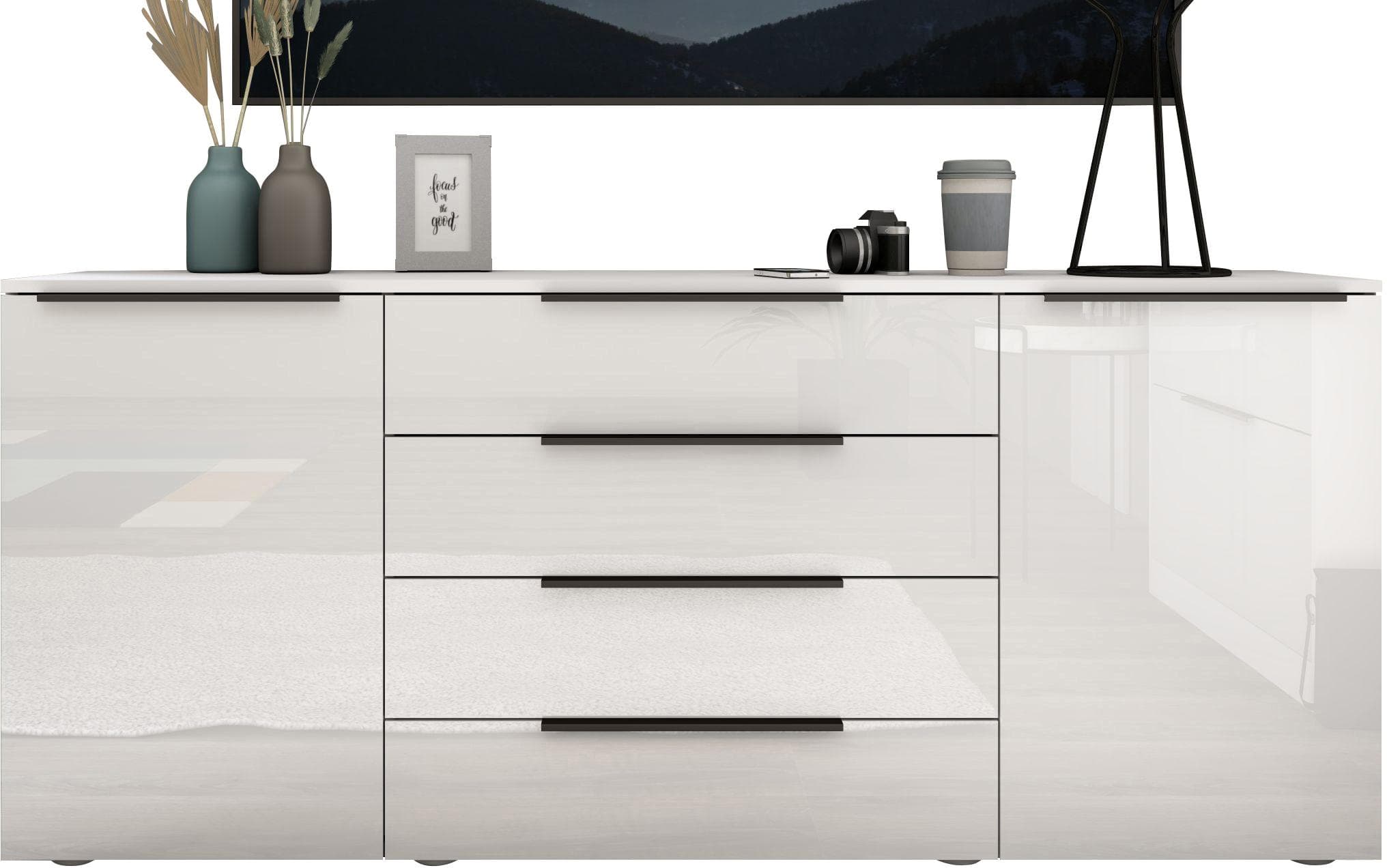 BORCHARDT MÖBEL Sideboard Tom Weiß Hochglanz Modern