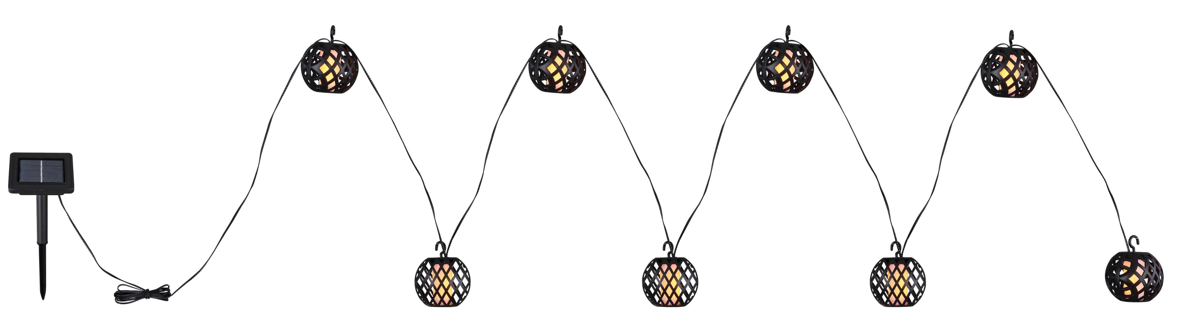 GLOBO LIGHTING Solarlichterkette 8x LED Kugel Schwarz IP44