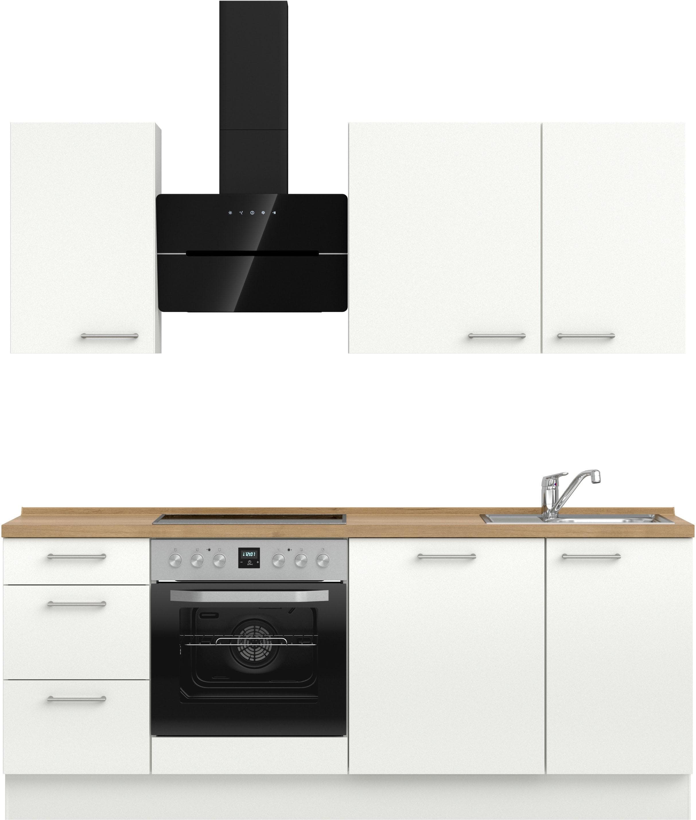 NOBILIA Küchenzeile Laser II 210cm Alpinweiß Eiche Havanna