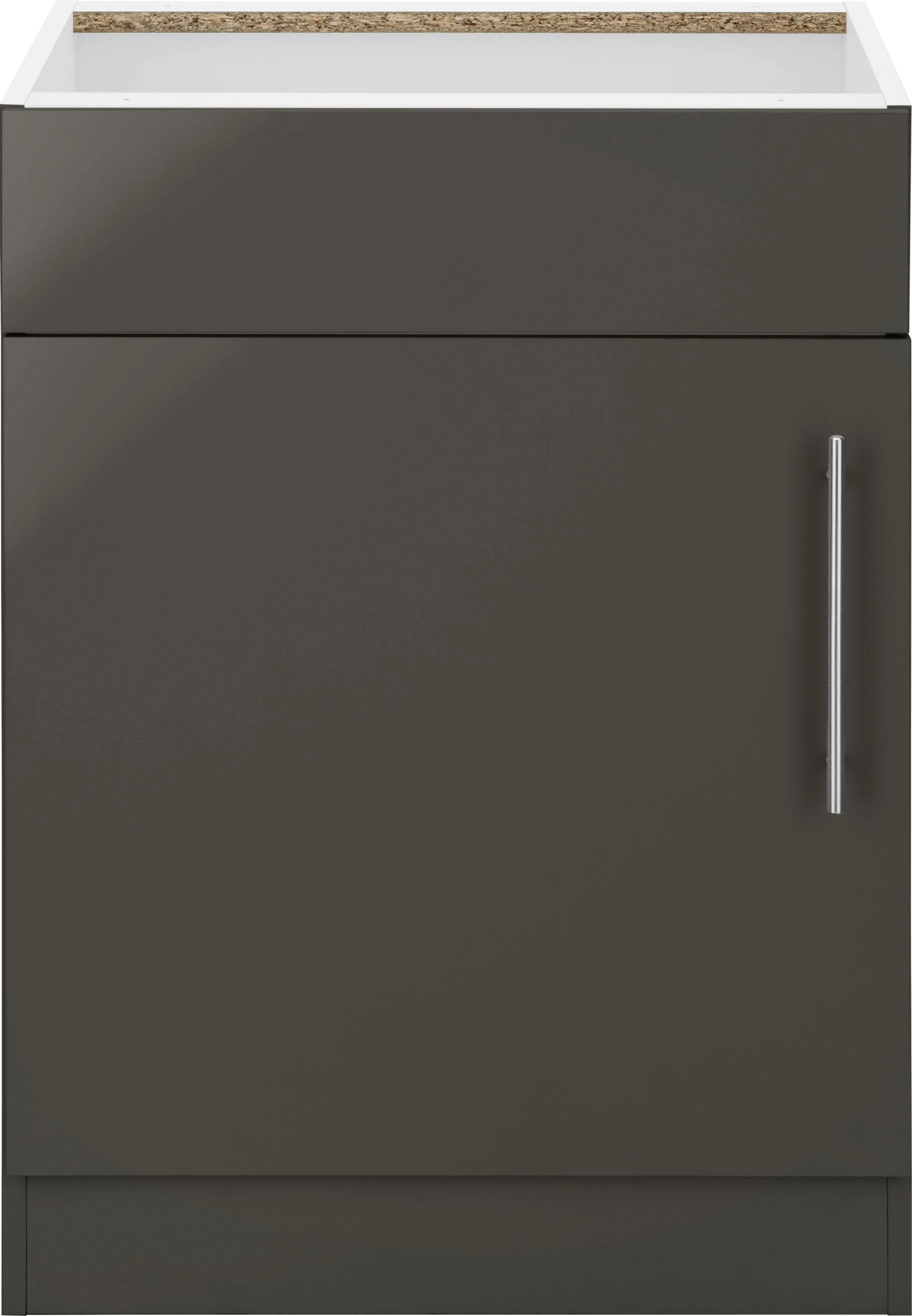 Wiho Küchen Spülenschrank Cali Anthrazit Glanz 60cm