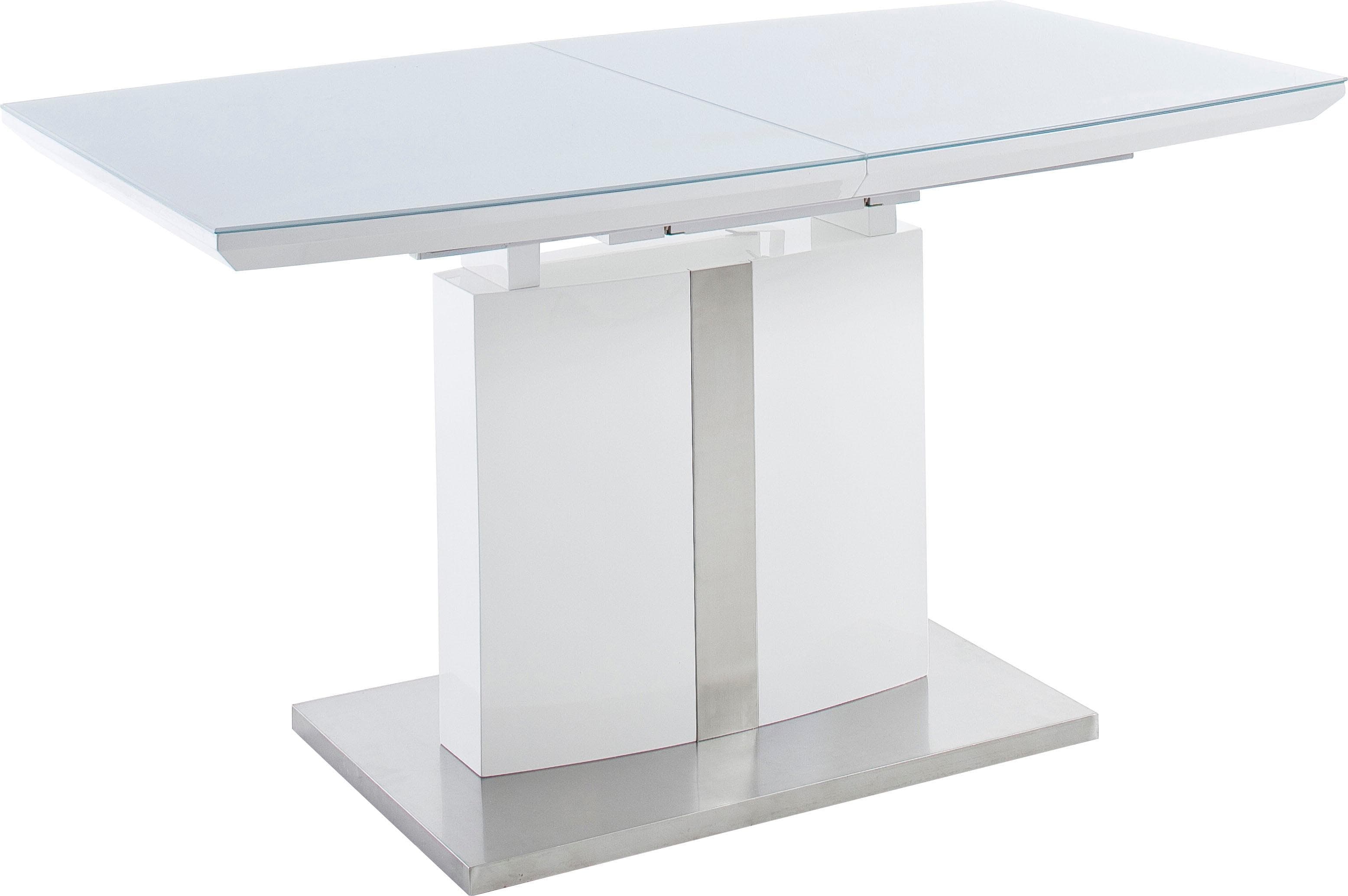 MCA Furniture Esstisch Najuma Weiß mit Synchronauszug und Glasplatte