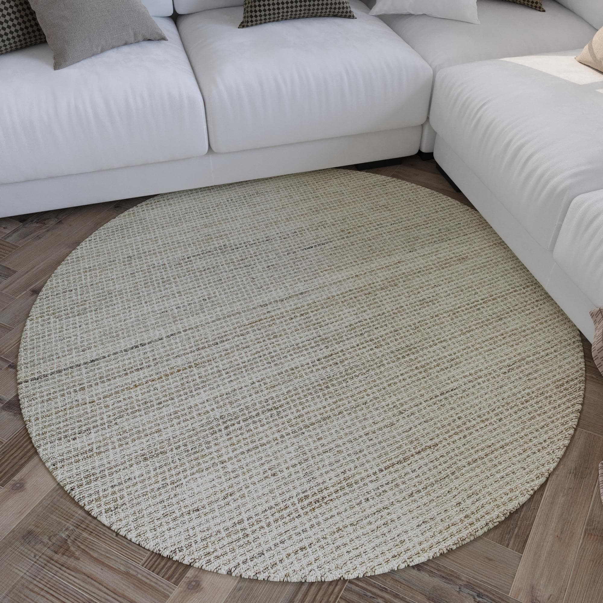 WECON HOME Teppich Hamptons FOURTEEN Karo-Muster Beige Rund