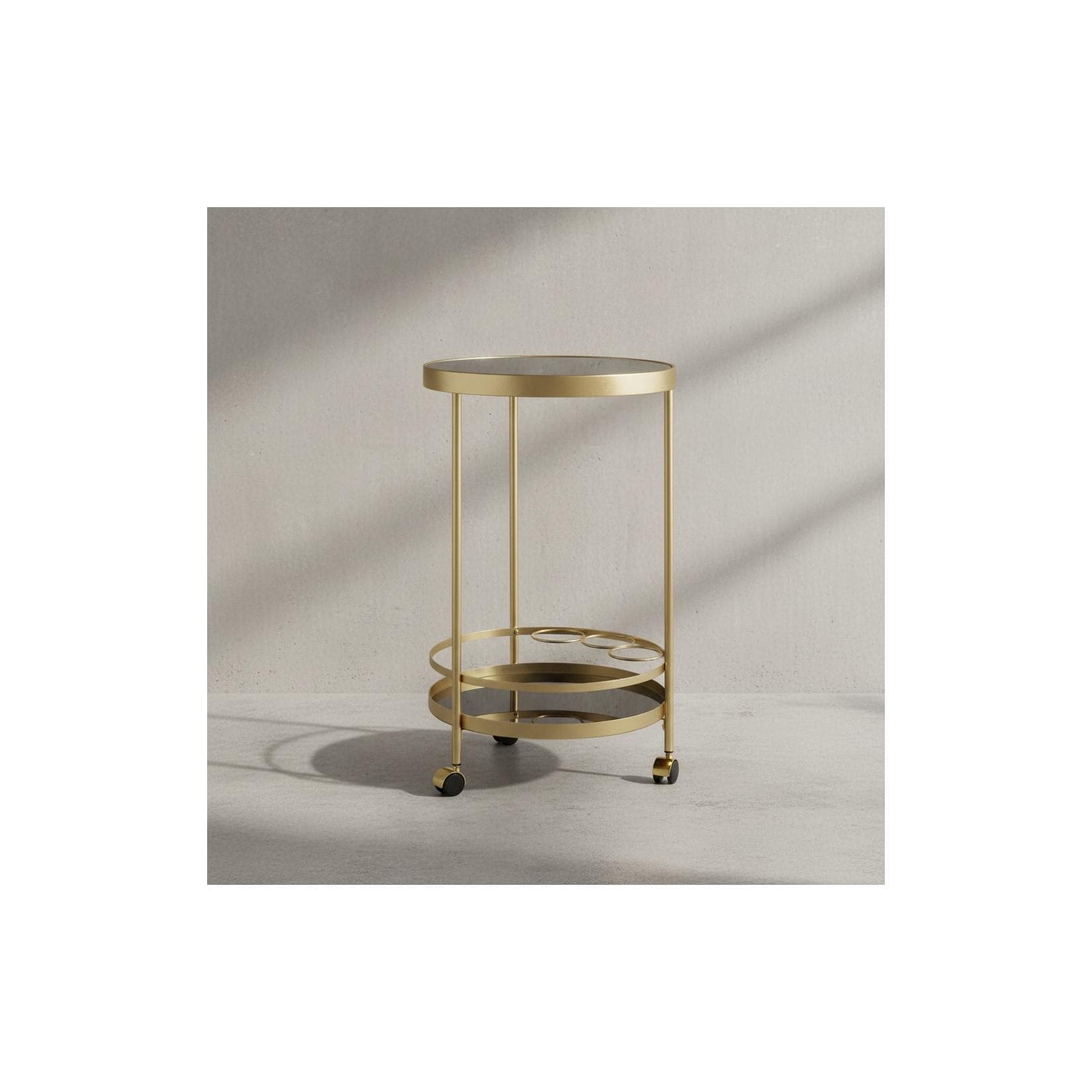 KADIMA DESIGN Goldener Servierwagen mit Schwarzem Sicherheitsglas