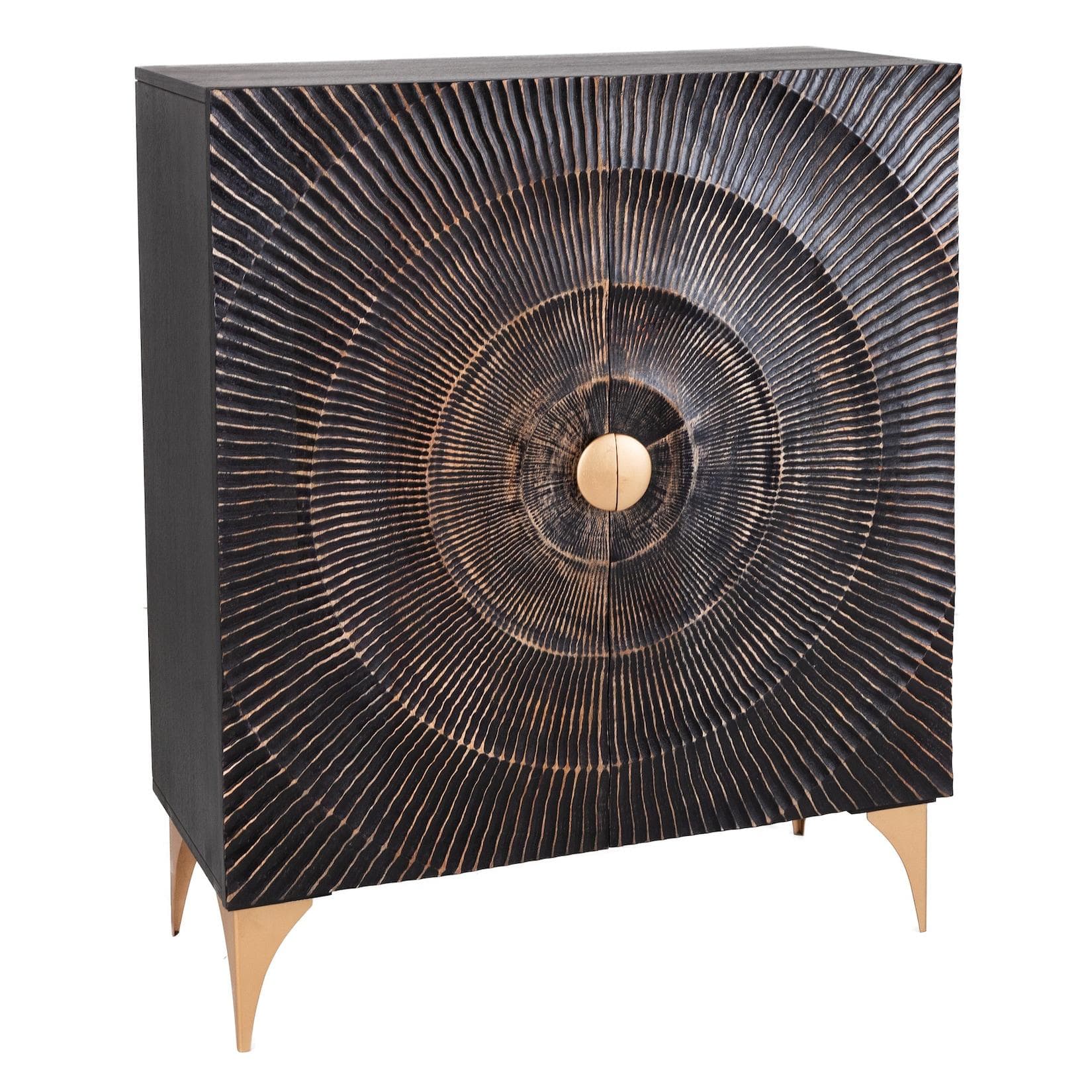 Riess Ambiente Highboard GOLDEN SUNSET Schwarz/Gold Mangoholz