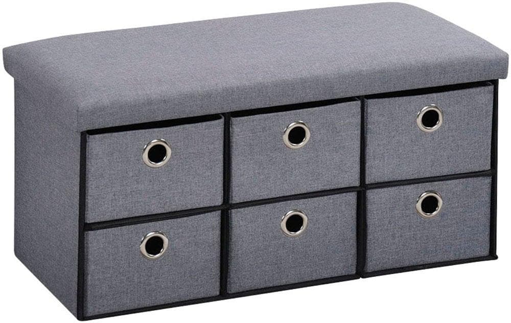 KESPER Sitztruhe Grau mit 6 Aufbewahrungsboxen
