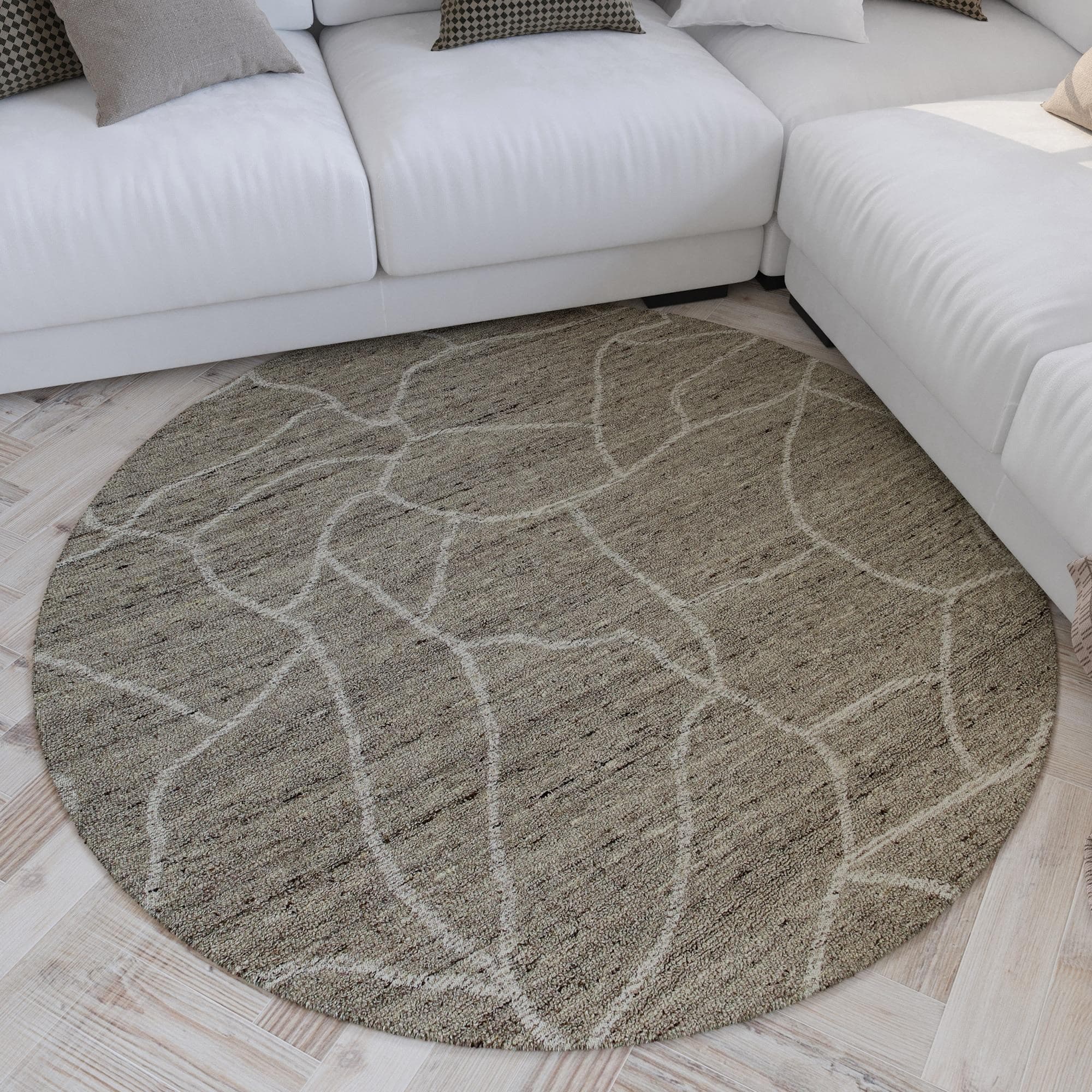WECON HOME Wollteppich Hamptons FORTYONE Grau Rund