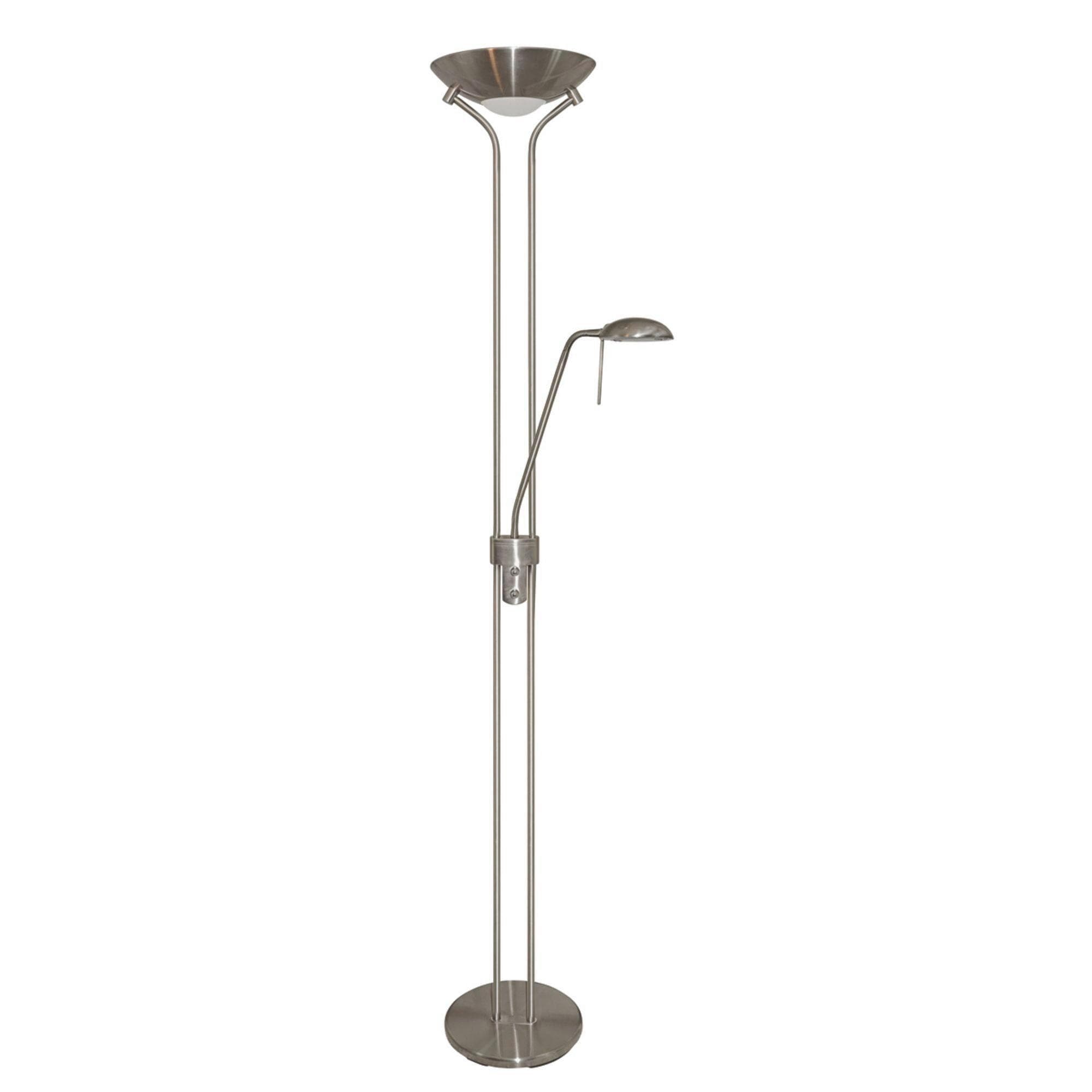 Searchlight Stehlampe Mutter-und-Kind Satin Silber Glas