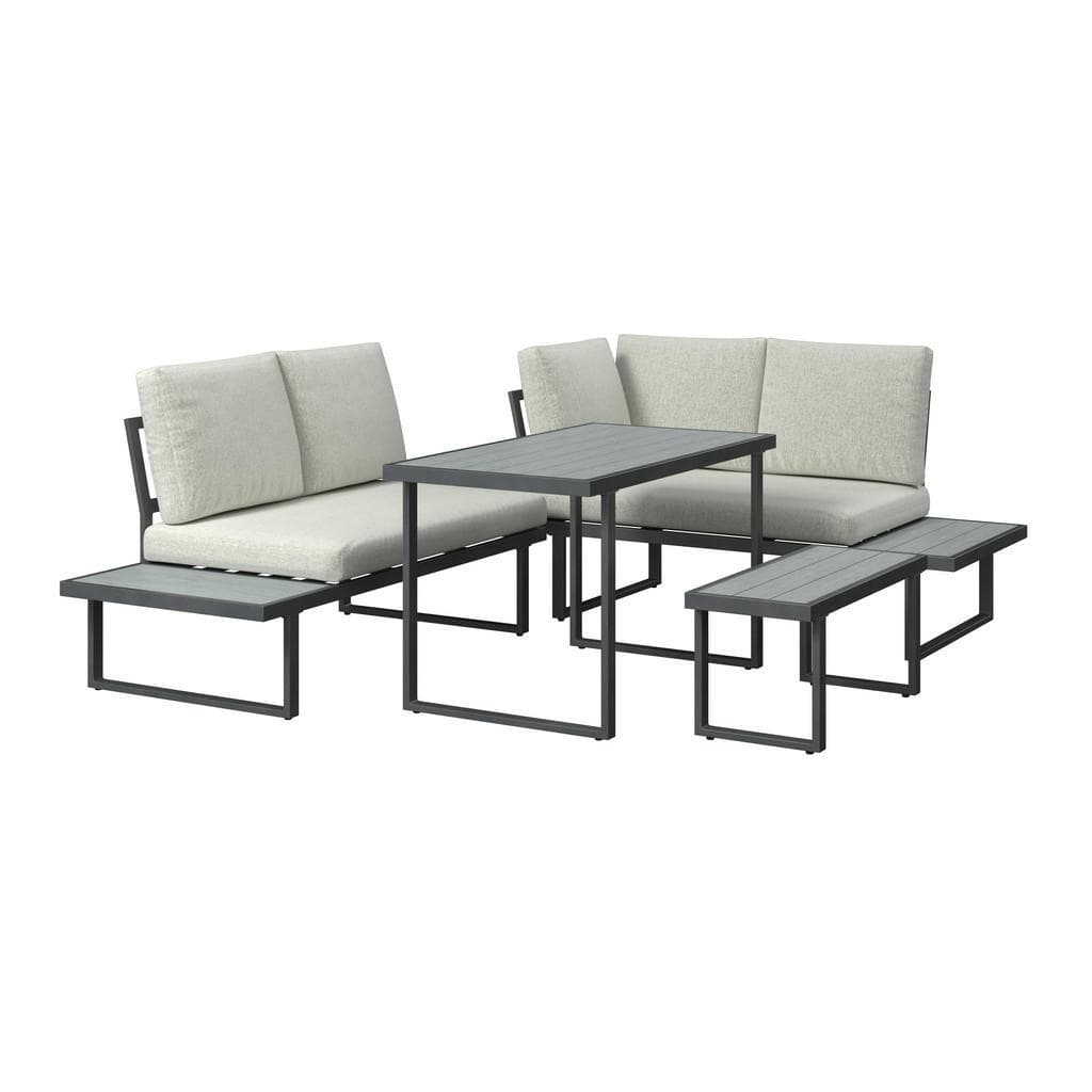 Ambia Garden Dining-Loungeset 4-tlg. Anthrazit Metall L-Form
