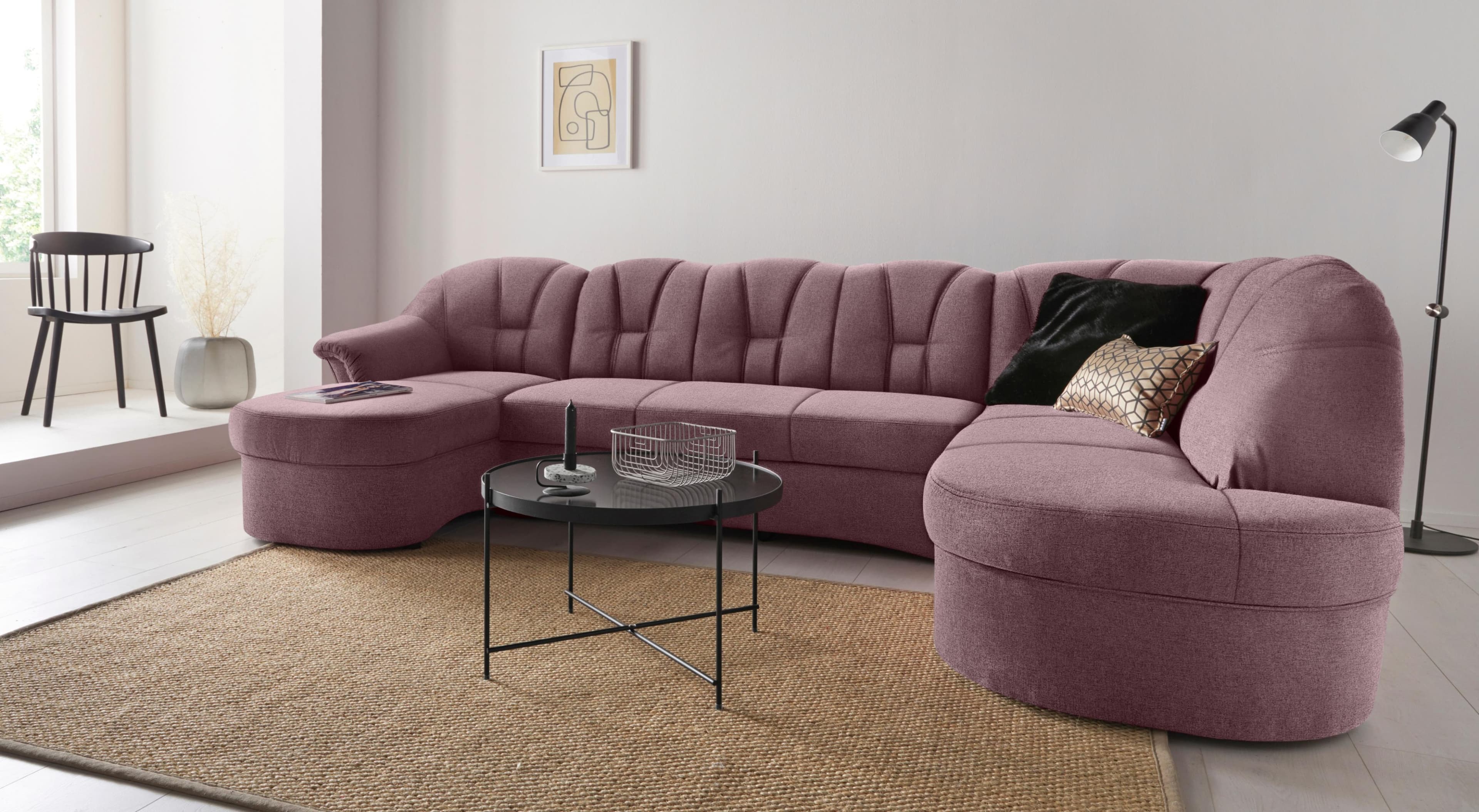 DOMO COLLECTION Papenburg U-Form Wohnlandschaft Lila Frei im Raum Stellbar
