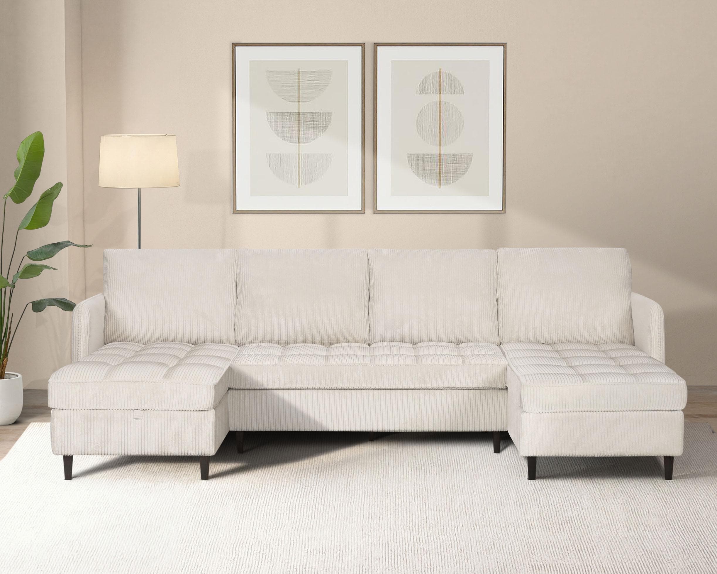 DOREL HOME Wohnlandschaft LINDHUS U-Form Creme Modulsofa