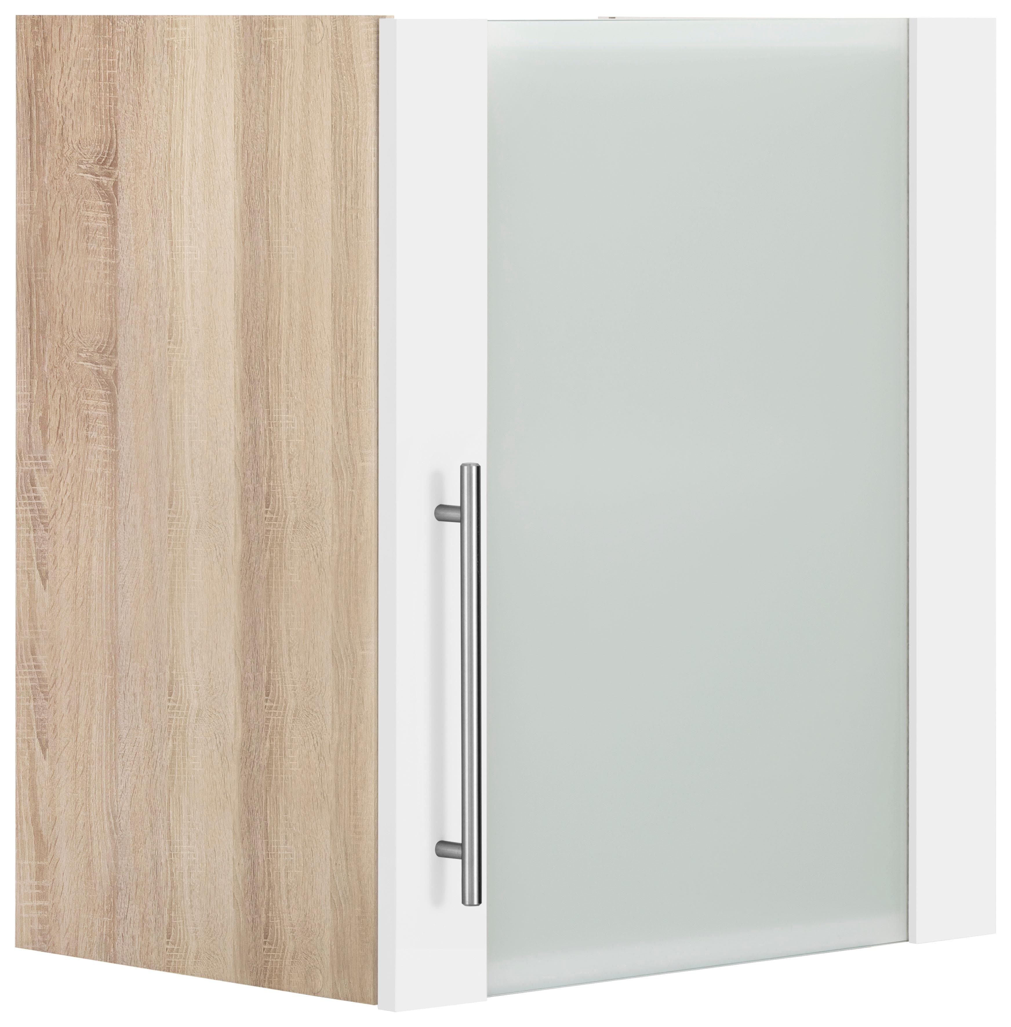 Wiho Küchen Glashängeschrank Cali Weiß Matt Eichefarben
