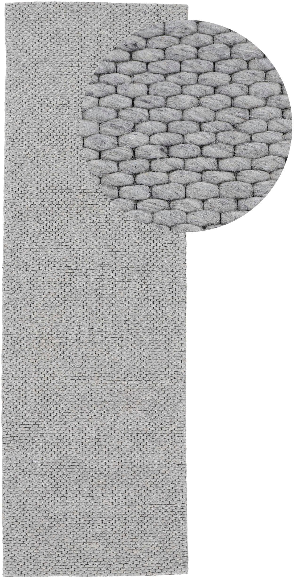 Carpetfine Wollteppich Sina Grau Handgewebt Meliert
