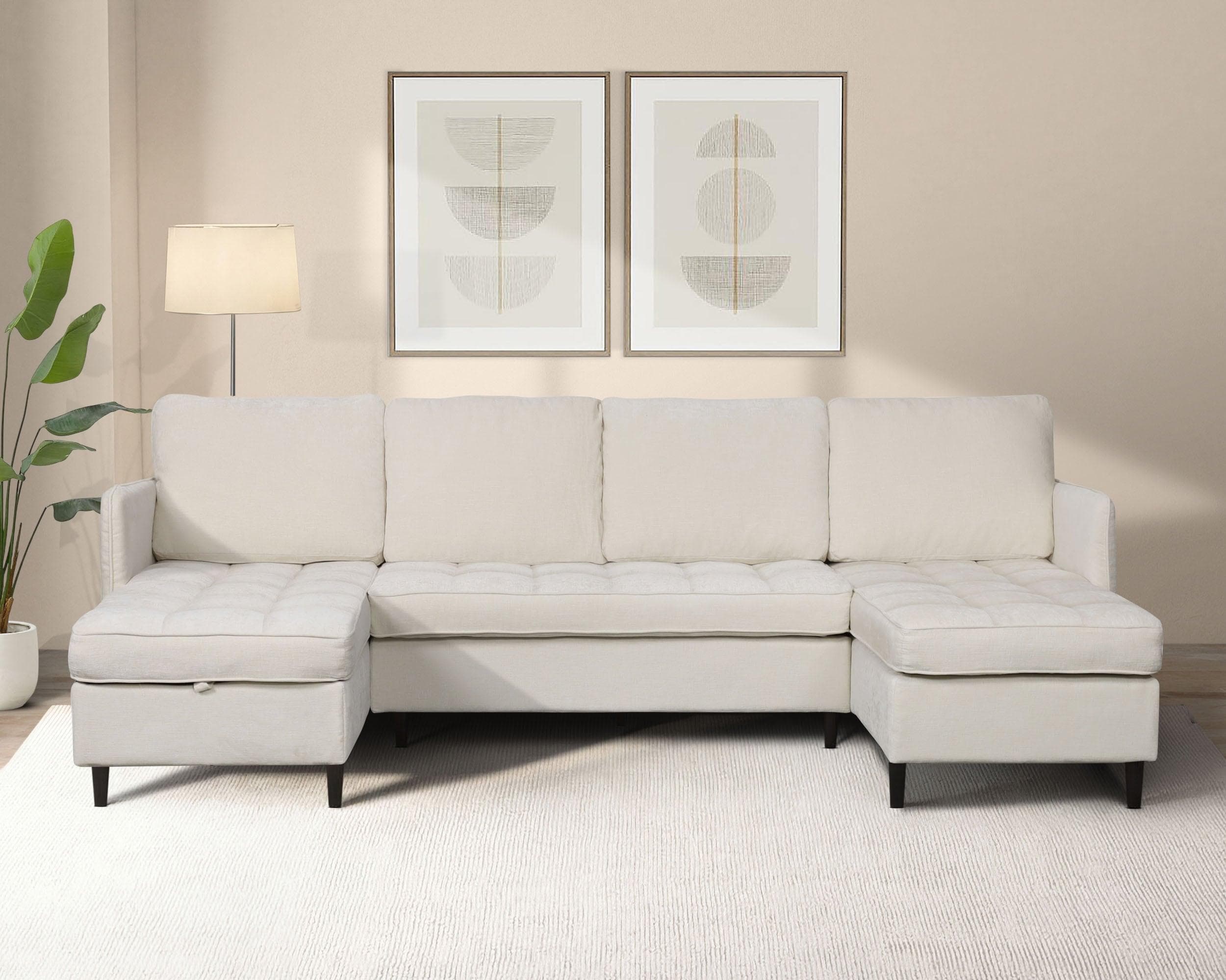 DOREL HOME Wohnlandschaft LINDHUS U-Form Creme Modulsofa