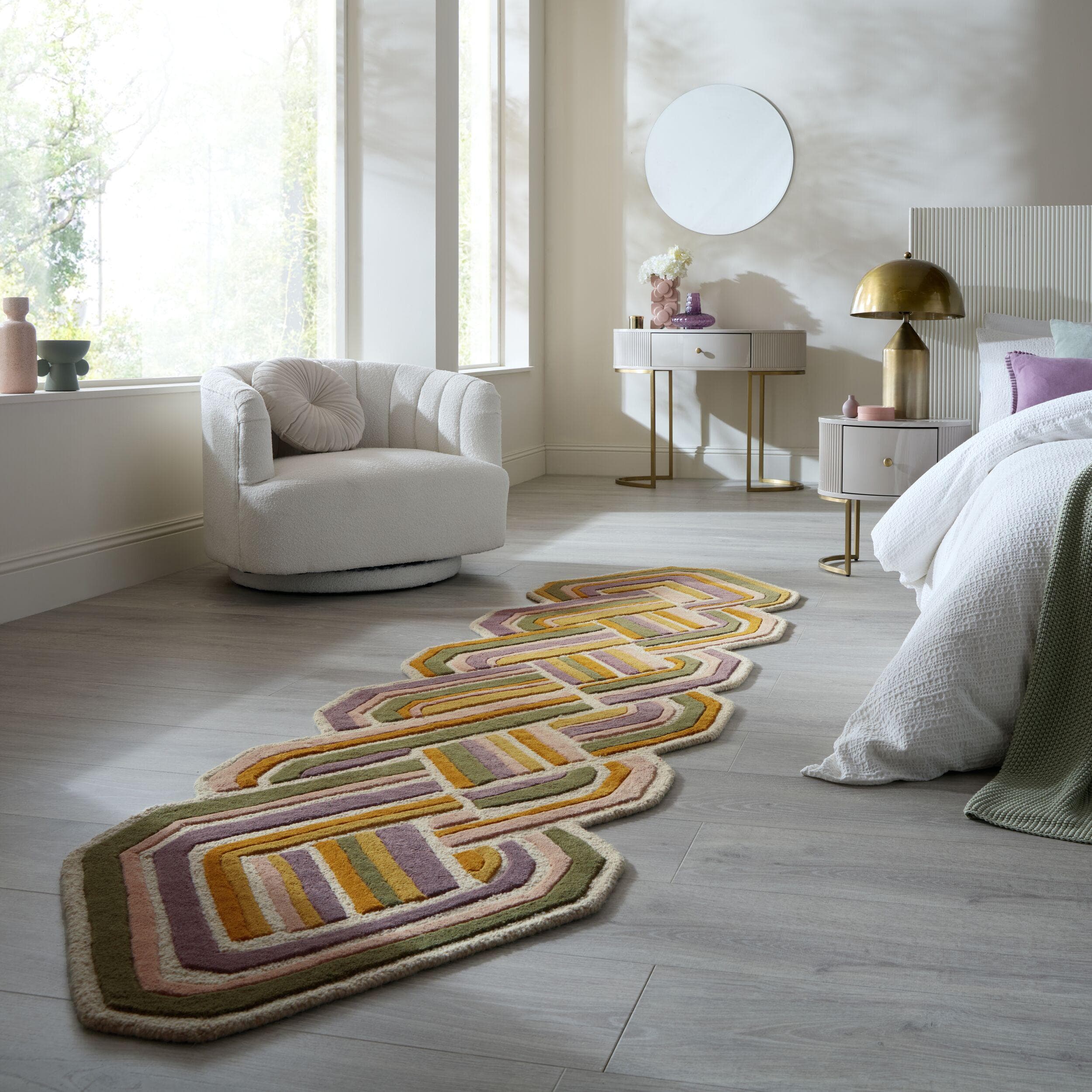 FLAIR RUGS Lattice Woll Teppich Lila Retro Design