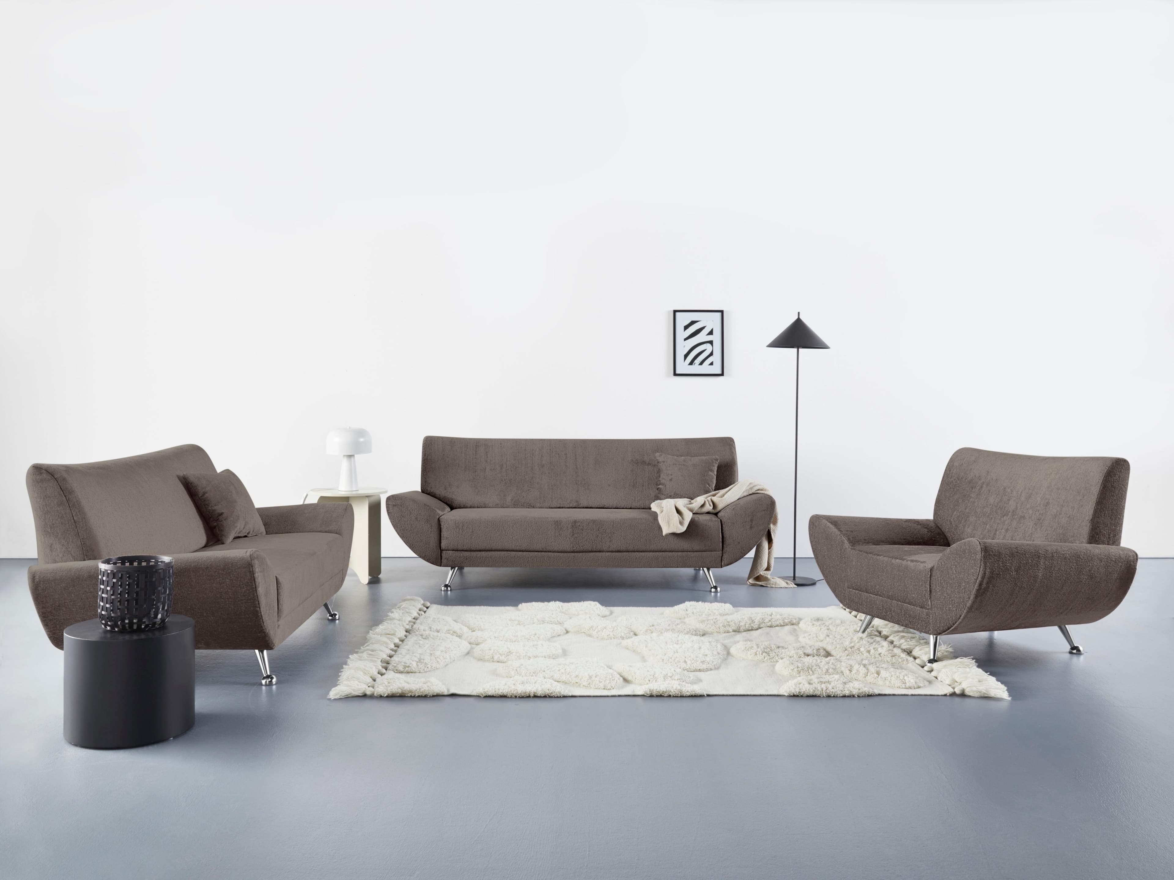 HOME AFFAIRE Polstergarnitur Saltare 3-teilig Anthrazit Modern