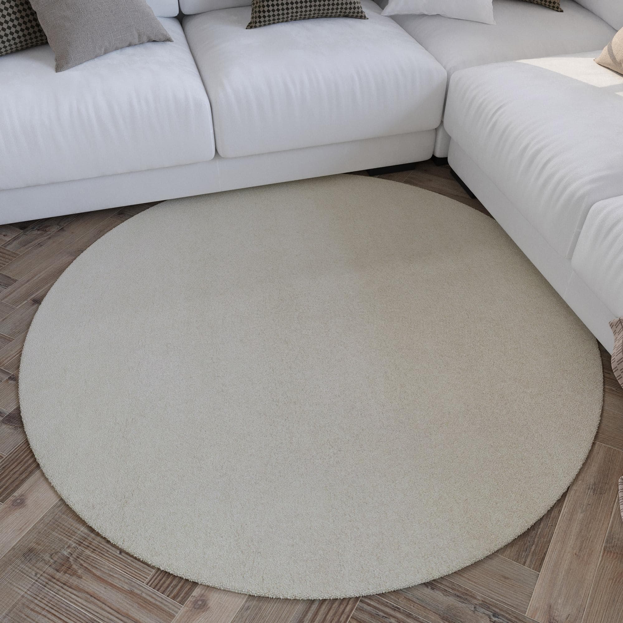WECON HOME Wollteppich Hamptons FORTYTHREE creme weiß rund