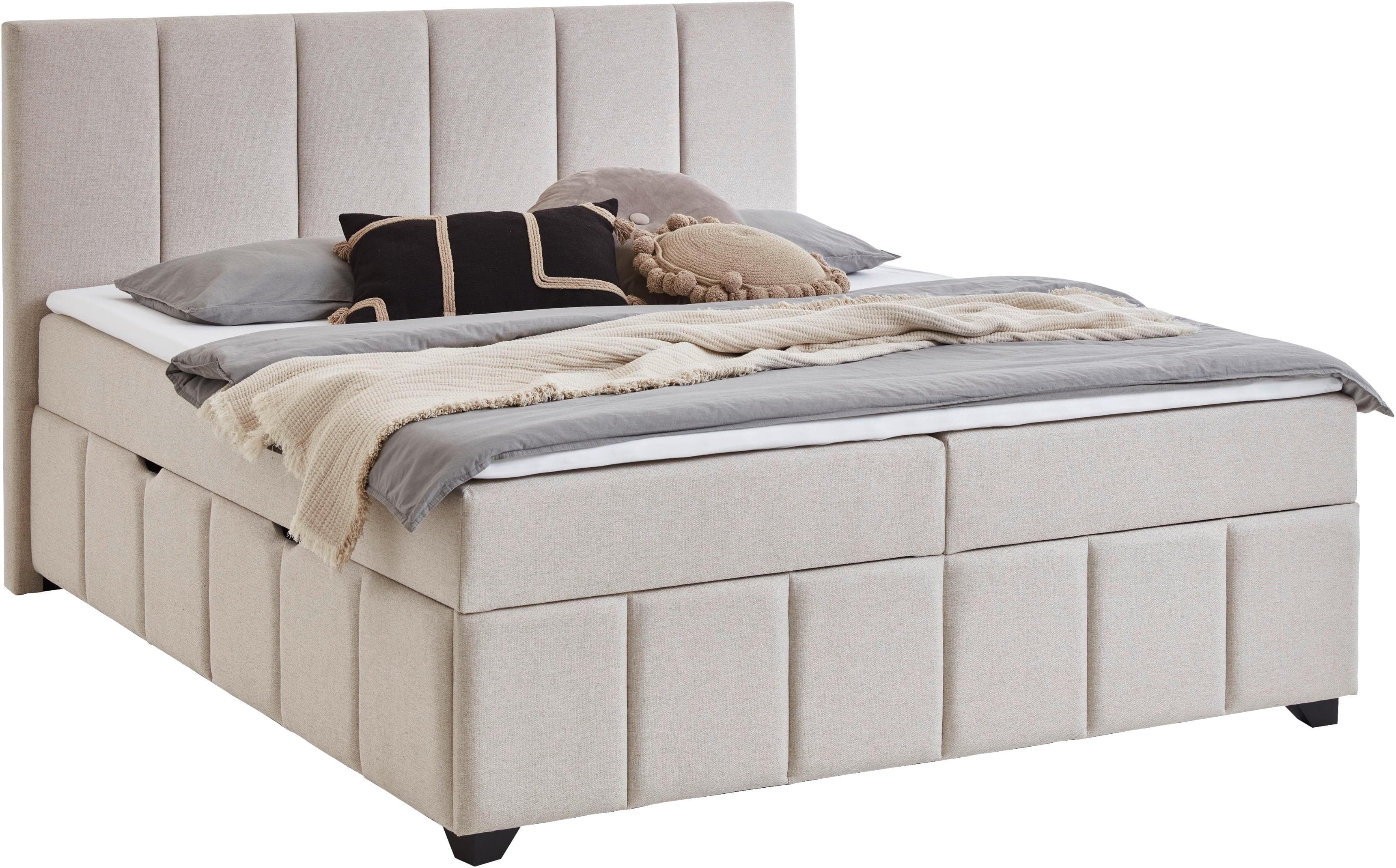Boxbett HOME AFFAIRE Bellah mit Bettkasten und Matratzen beige
