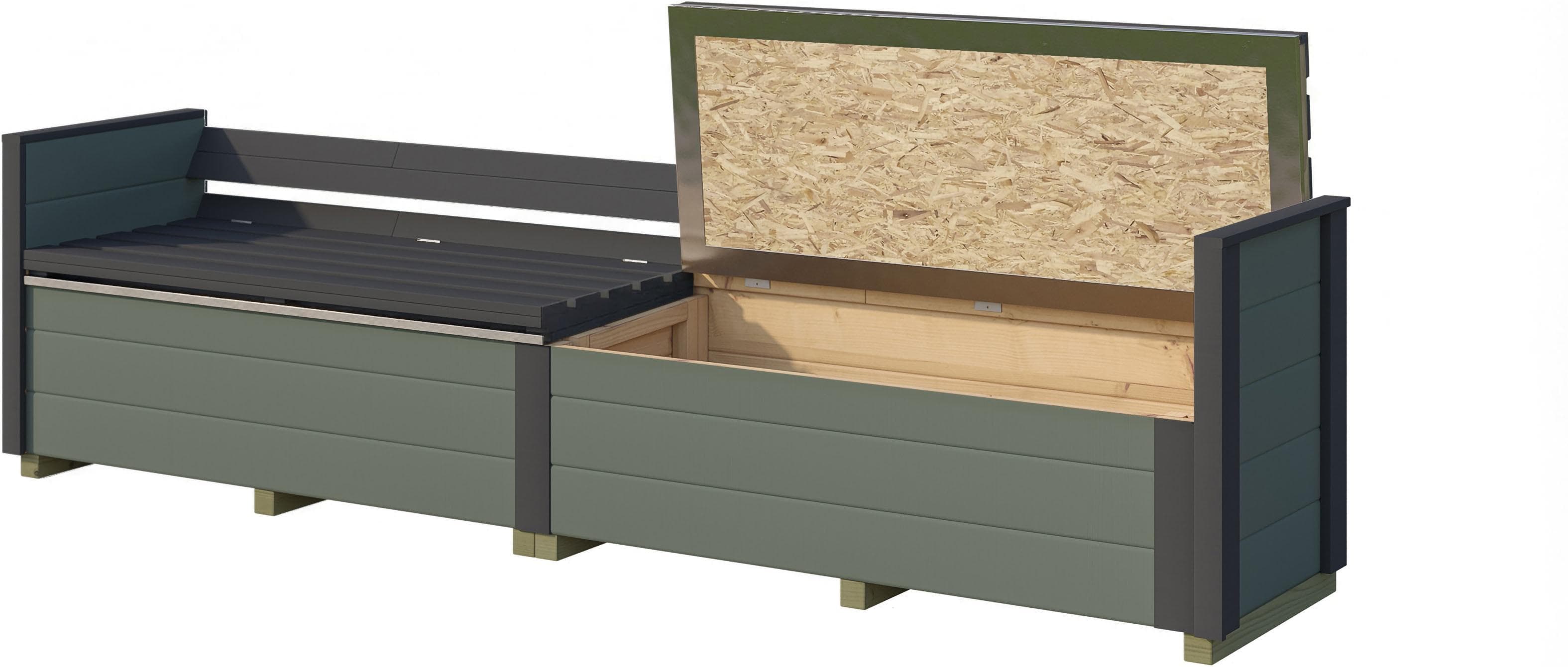 WEKA Sitztruhe für Gartenhaus Killarney Massivholz Graugrün/Antharzit