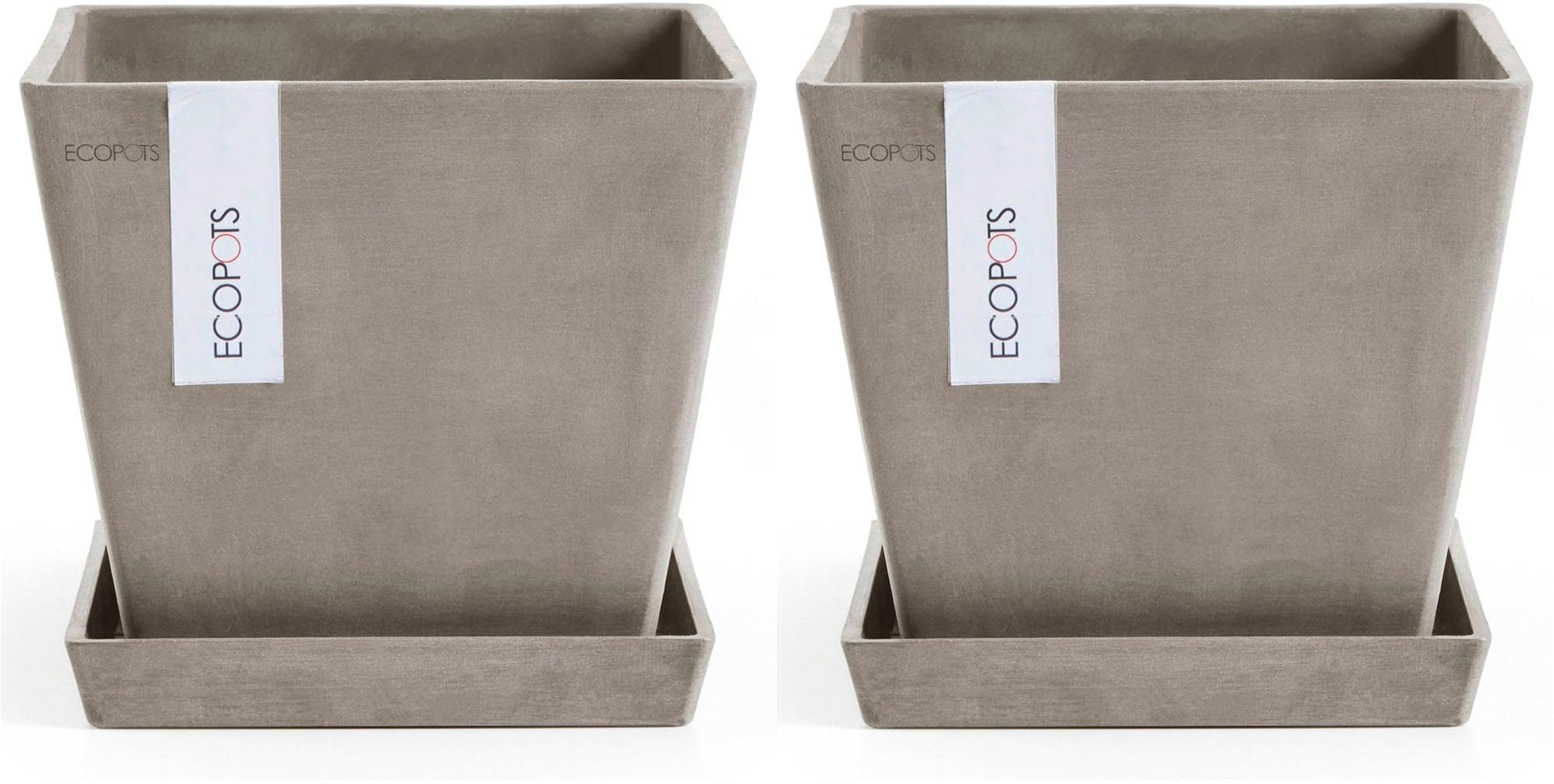 Ecopots Blumentopf Rotterdam Set 2-tlg. Braungrau quadratisch