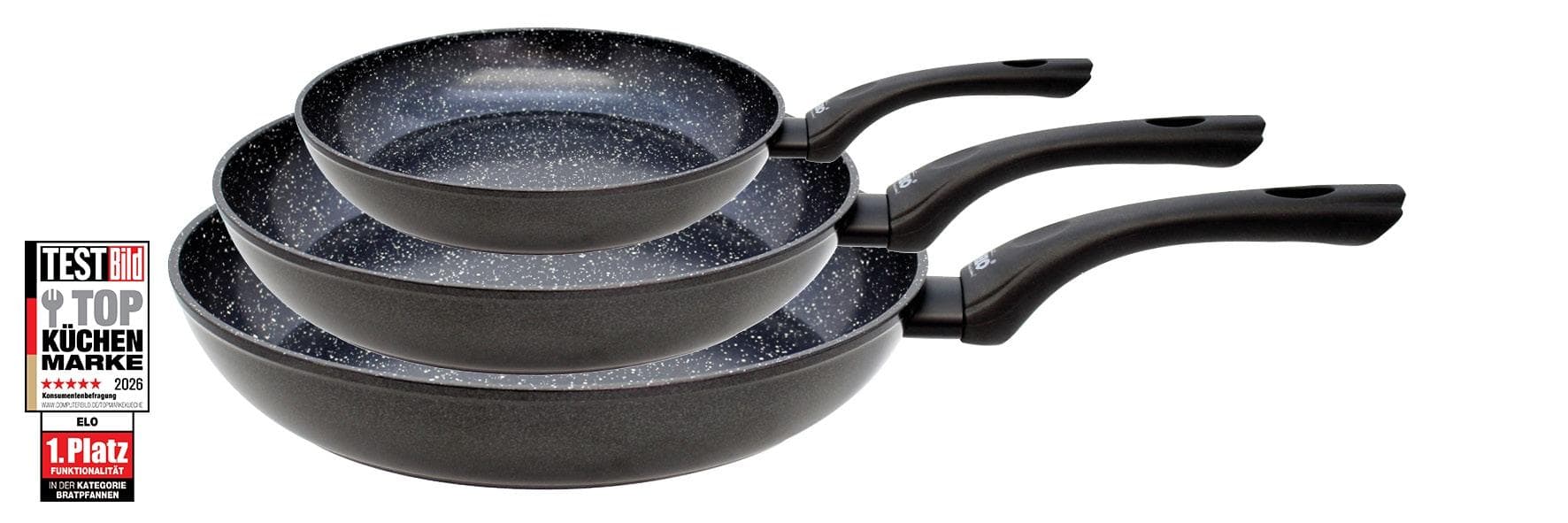 ELO BASIC Pfannen-Set Belugo 3-tlg. Schwarz Aluminium Antihaft