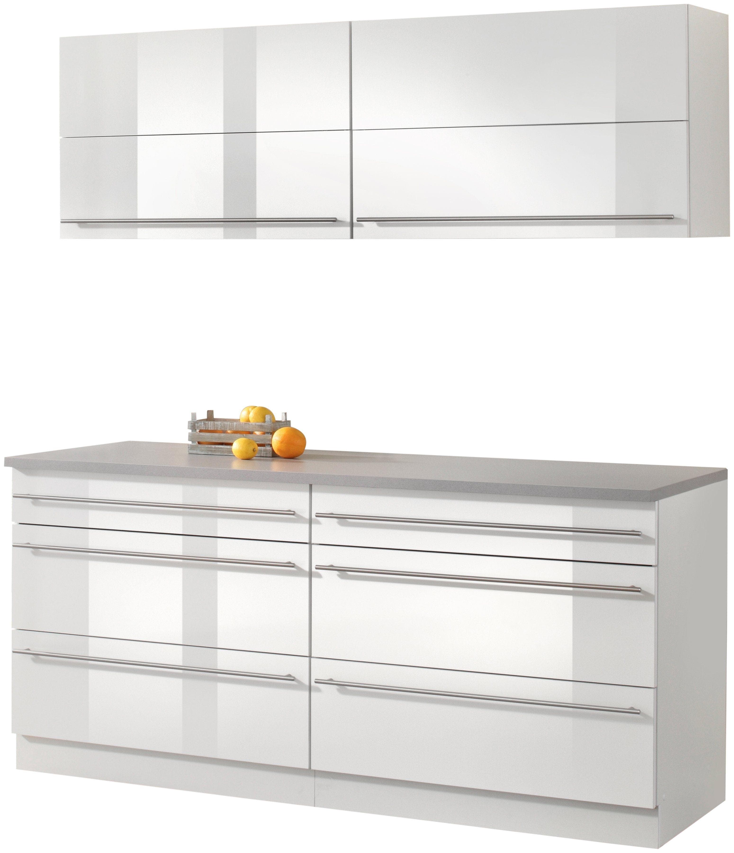 Wiho-Küchen Chicago Komplettküche Weiß Grau 180cm