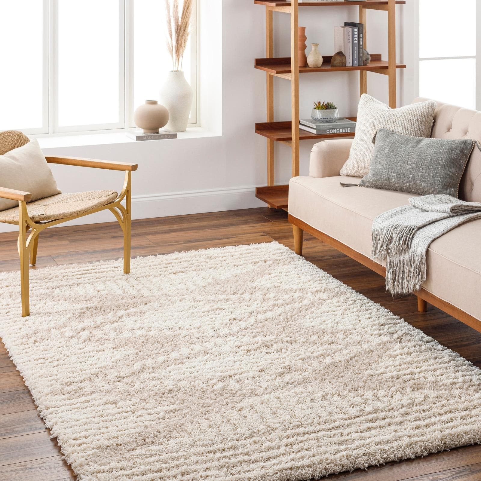 Livabliss Hochflor-Teppich TUZLA Rechteckig Flauschig Langflor Weich Boho Wohnzimmerteppich Beige