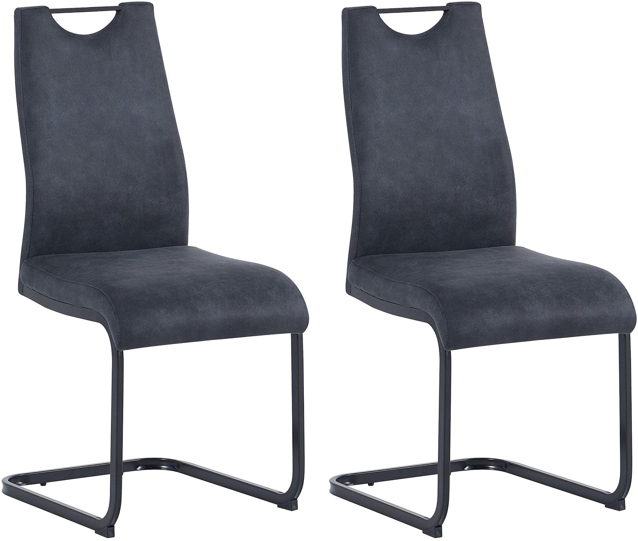 byLIVING Freischwinger CAPRI Anthrazit Schwarz Metall Microfaser