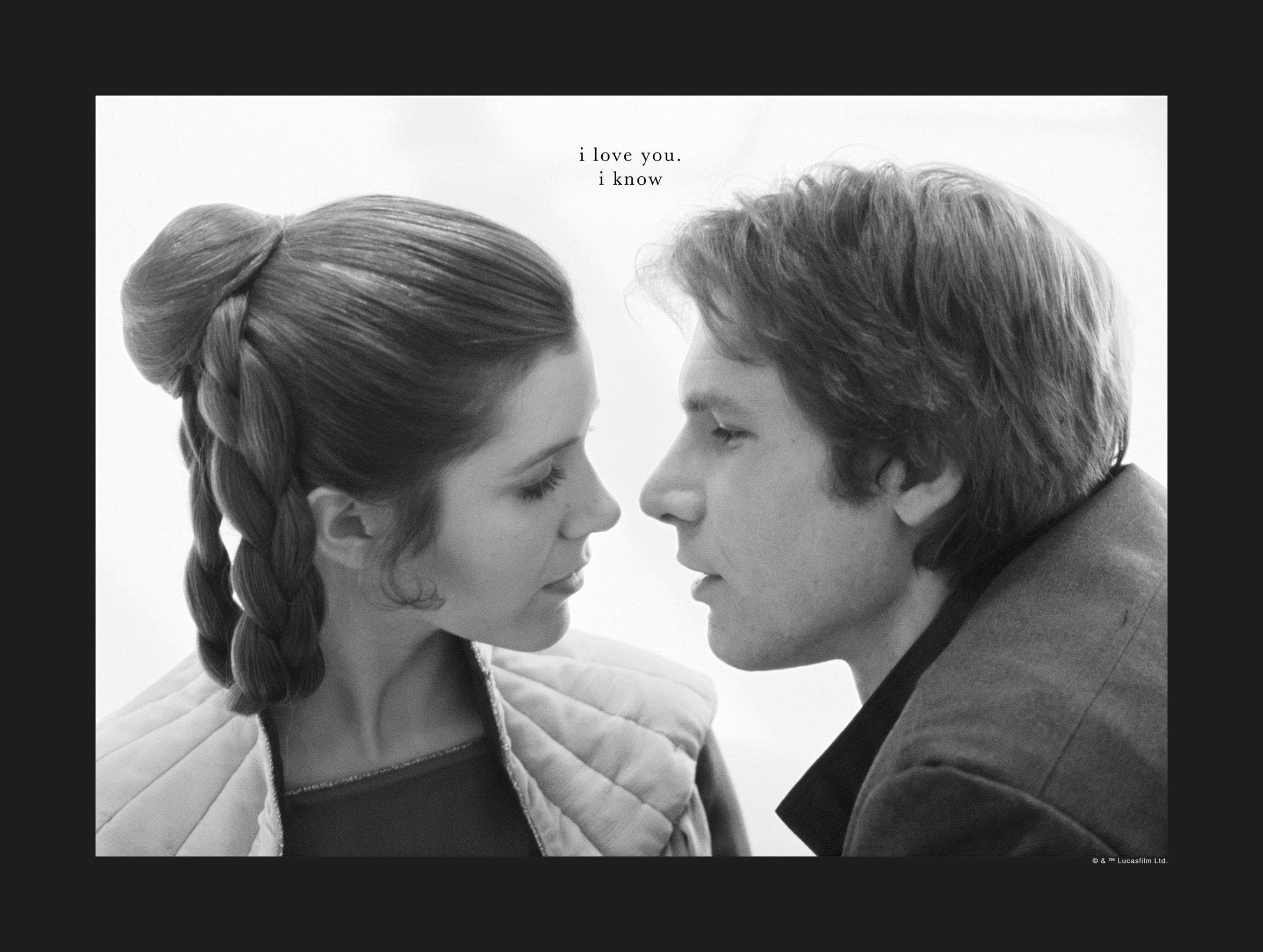 Bild KOMAR Star Wars Leia Han Love Schwarz-Weiß 40x30 cm