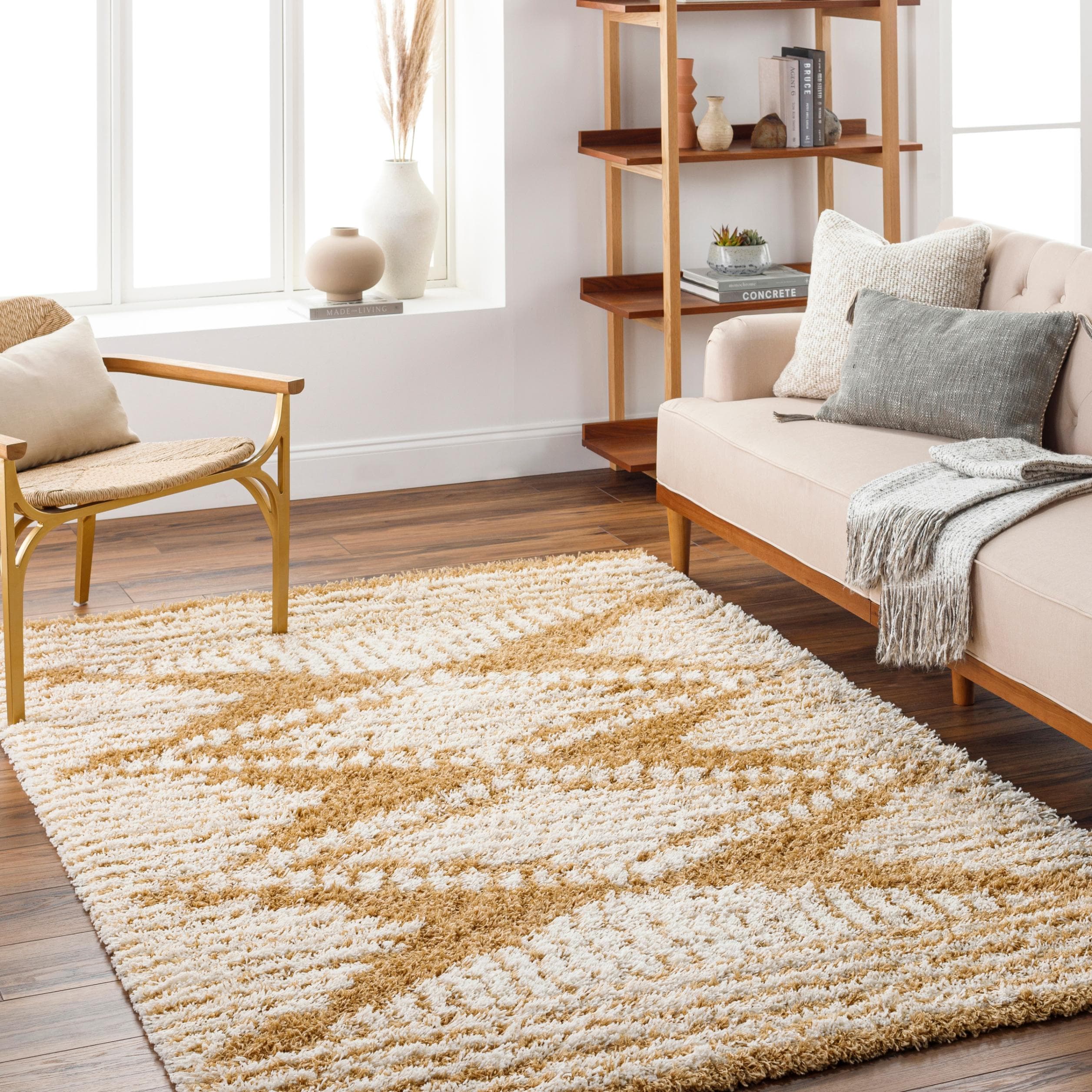Hochflor-Teppich LIVABLISS SMOLENSK Beige-Weiß 160x220cm