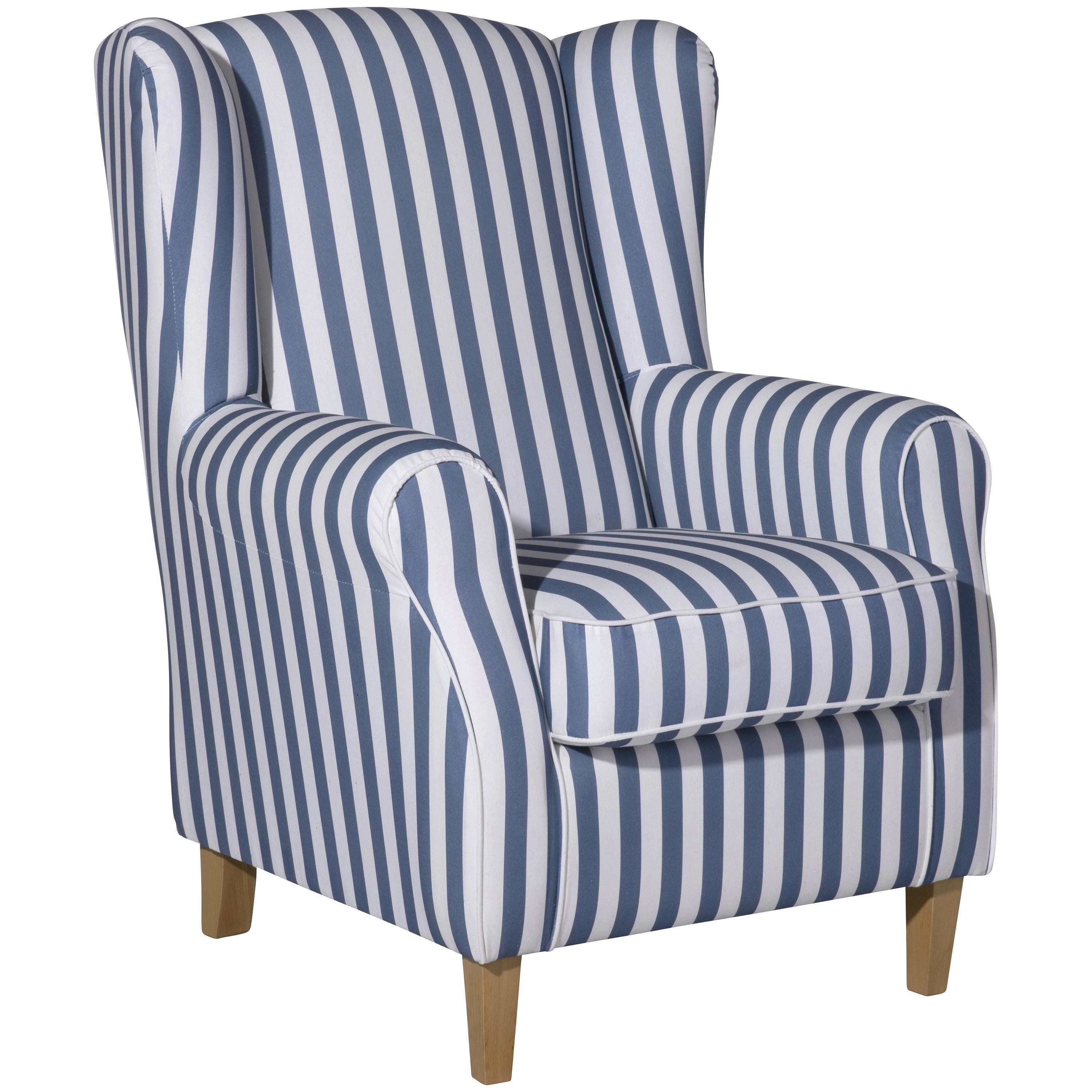 Max Winzer Ohrensessel Lorris Blau/Weiß Textil