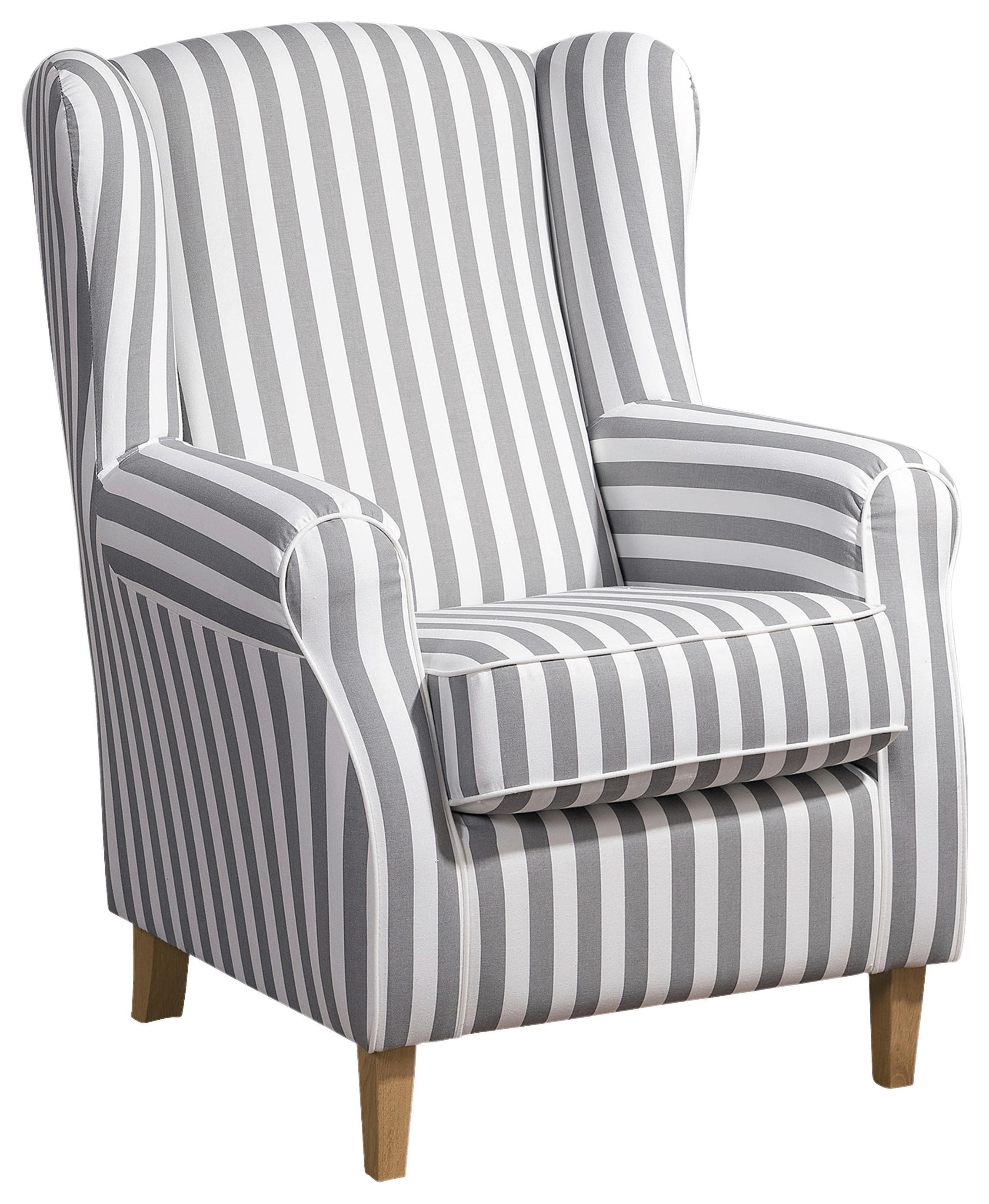 Max Winzer Ohrensessel 'Lorris' Weiß/Hellbraun Textil