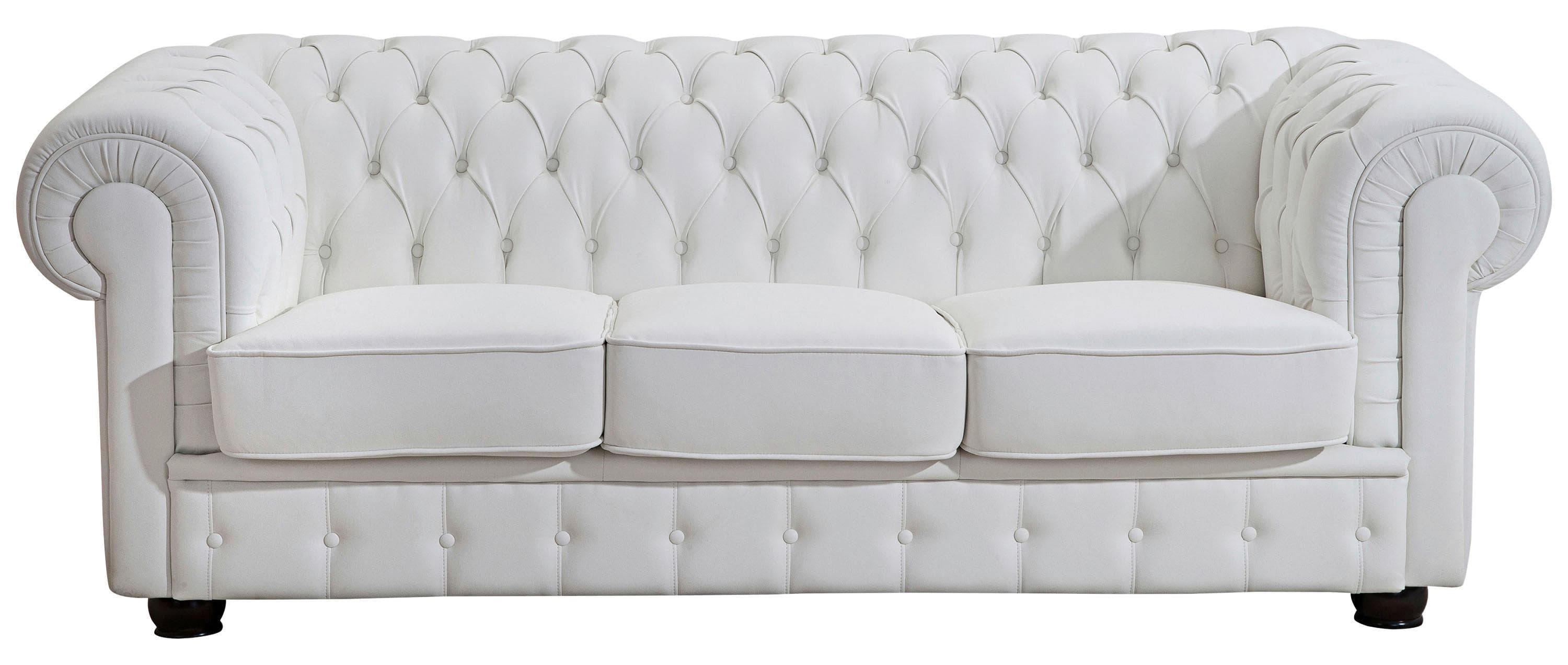 Max Winzer Chesterfield-Sofa Bridgeport Weiß Leder