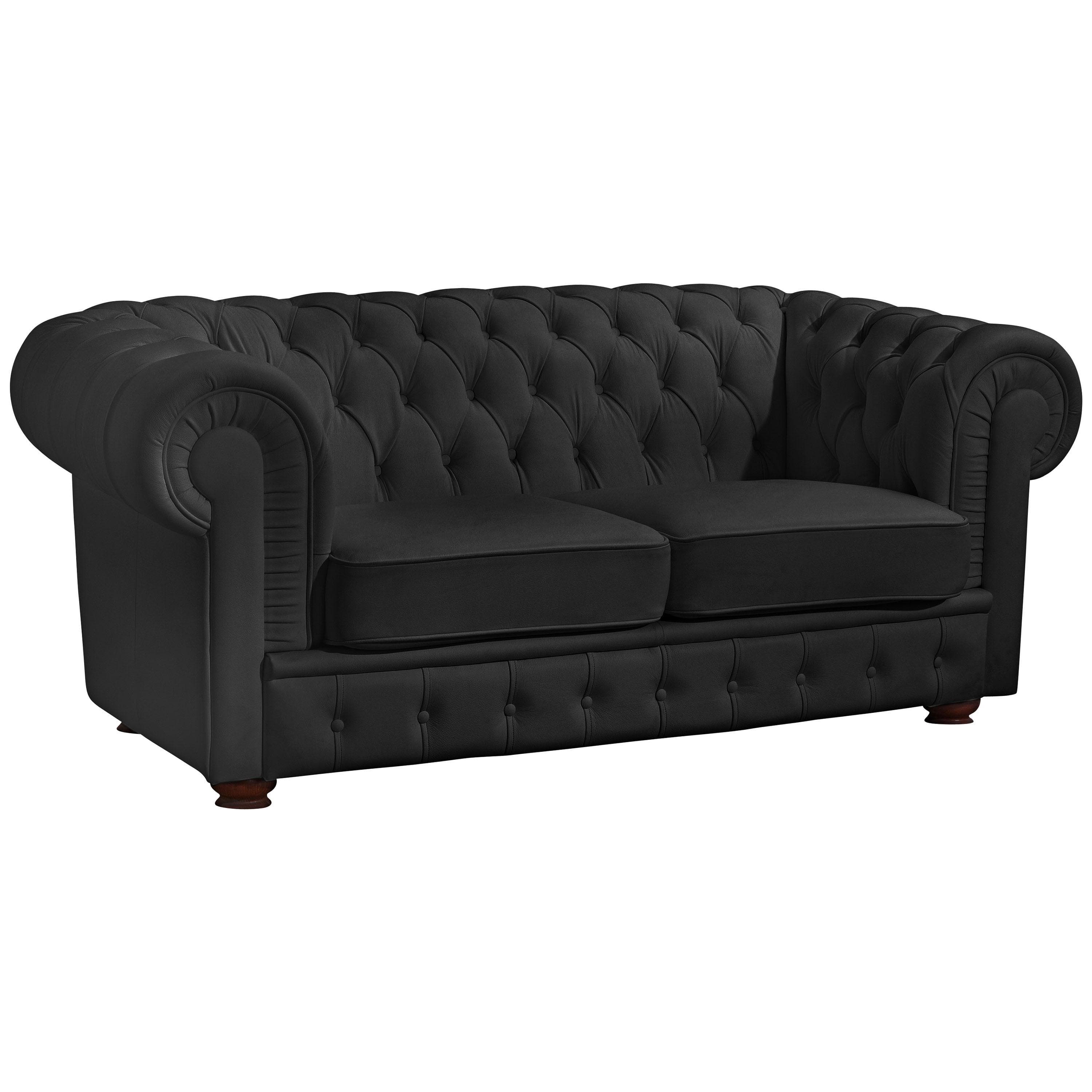 Max Winzer Chesterfield-Sofa Bridgeport Schwarz Leder