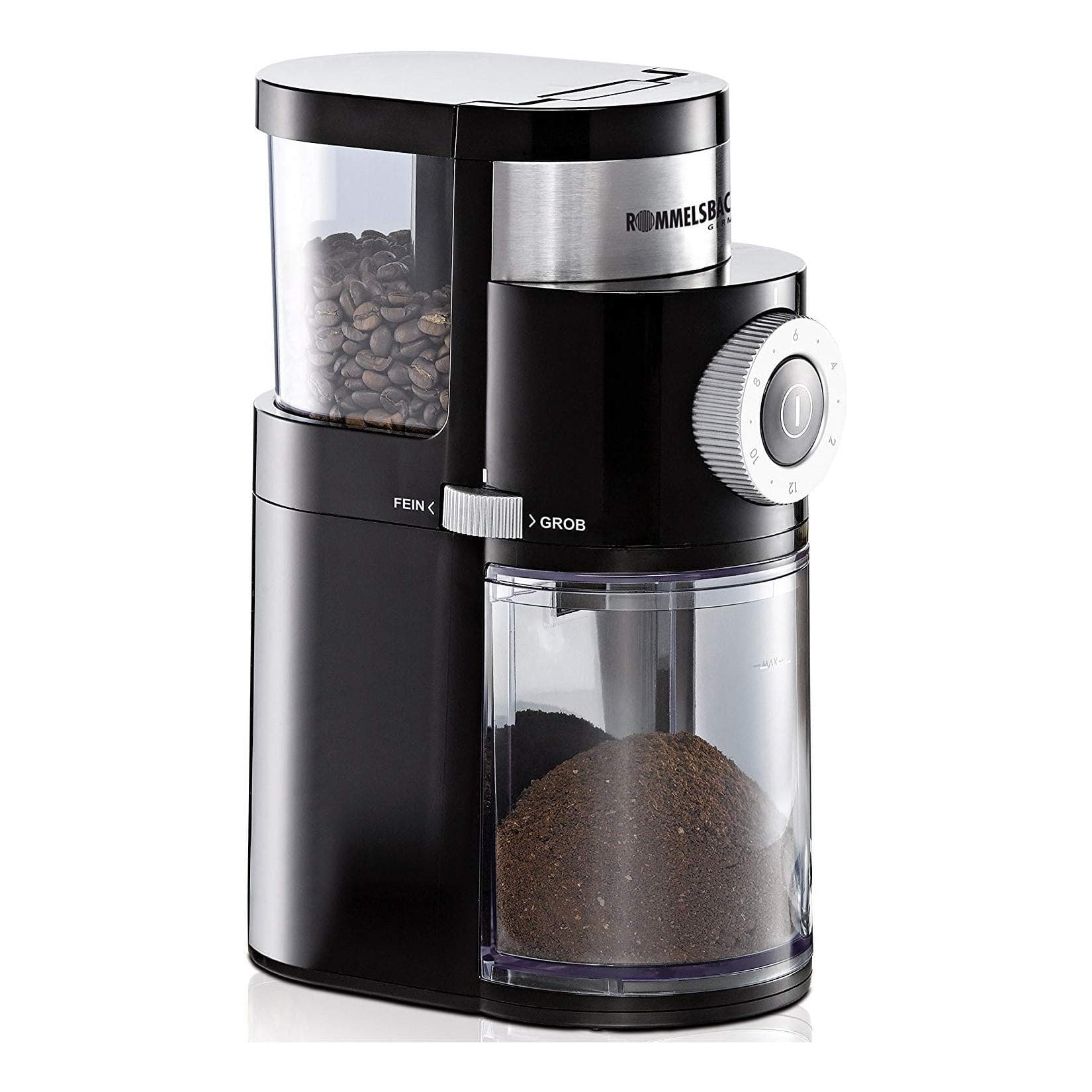 Rommelsbacher Kaffeemühle EKM 200 mit Scheibenmahlwerk Schwarz