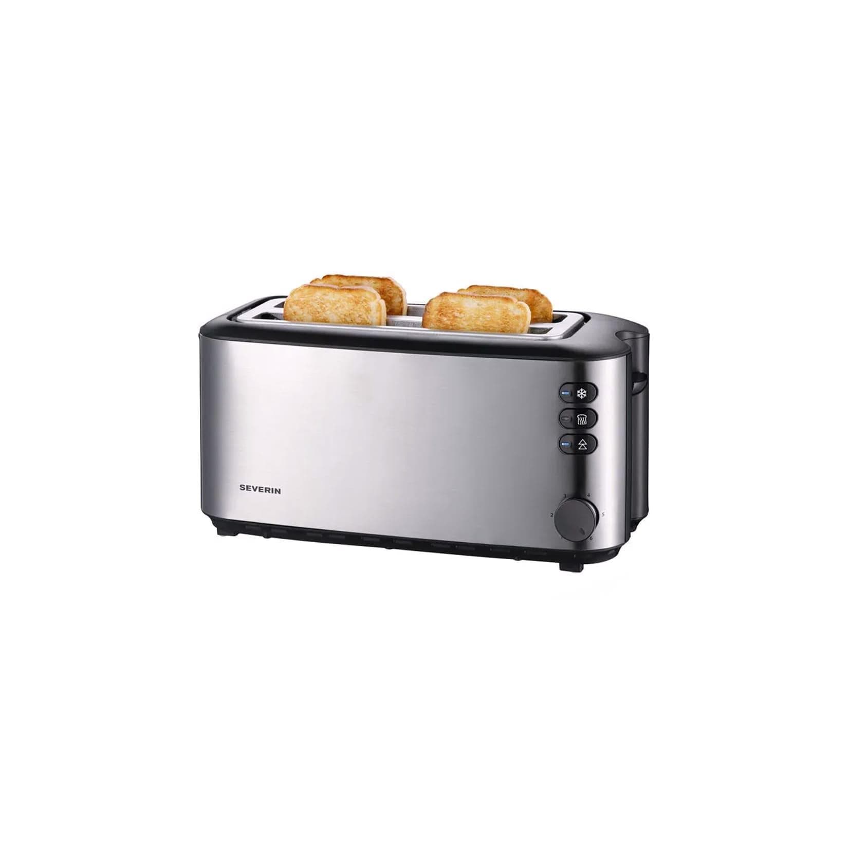 Severin Langschlitztoaster Edelstahl Schwarz mit Brötchenaufsatz