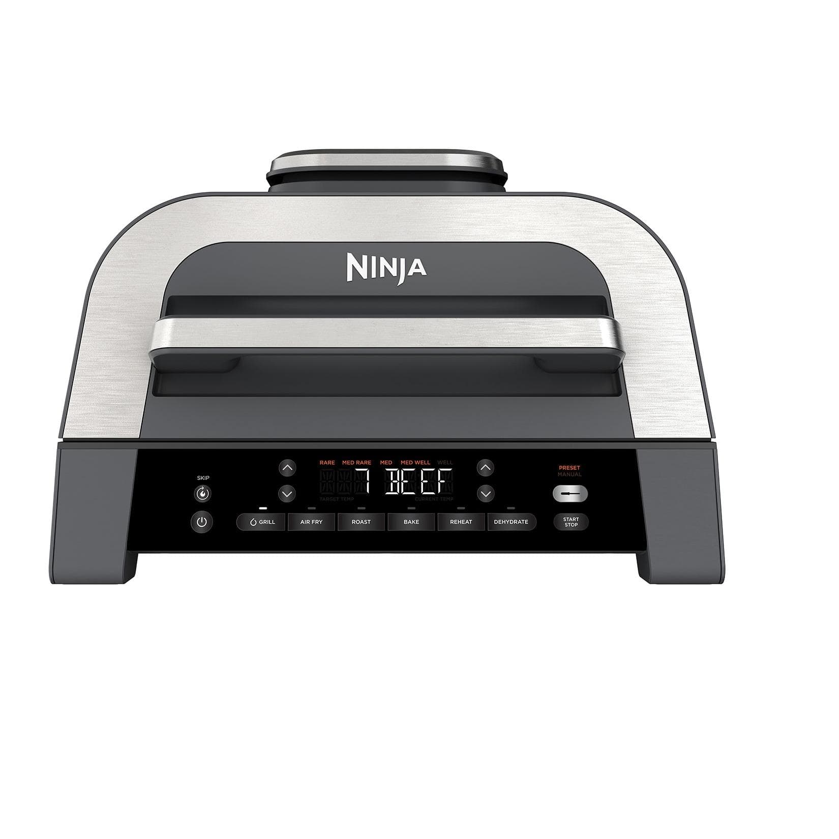 Ninja Tischgrill DG551EU Schwarz Edelstahl 6-in-1 MAX Grill und Heißluftfritteuse