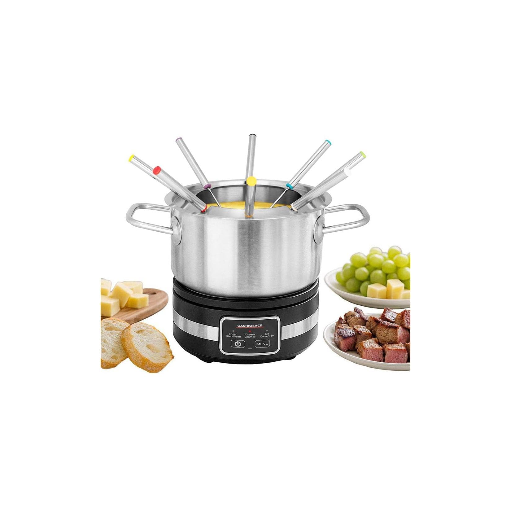 GASTROBACK Fondue MultiCook 4-in-1 & Kochplatte Silber