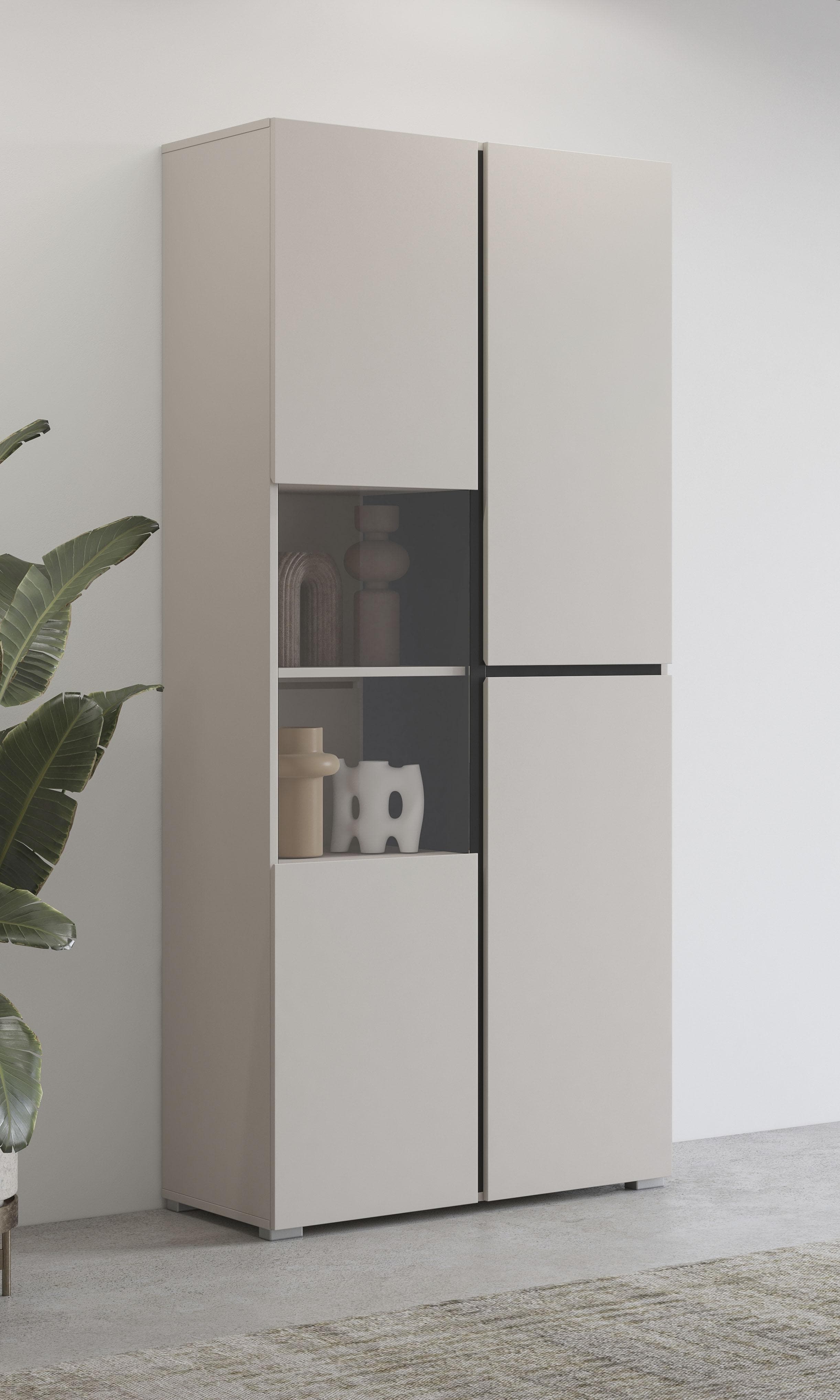 OTTO HOME Vitrine Cross 3-türig Kaschmir mit Glasfronten