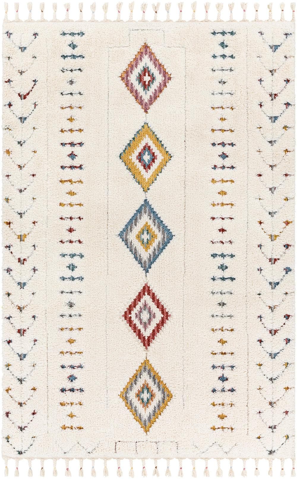 Hochflor-Teppich LIVABLISS MARACAIBO Creme Shaggy Boho Wohnzimmerteppich