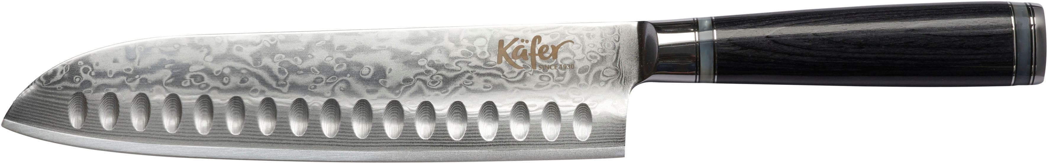 Santokumesser KÄFER Damaststahl schwarz Pakkaholz Griff