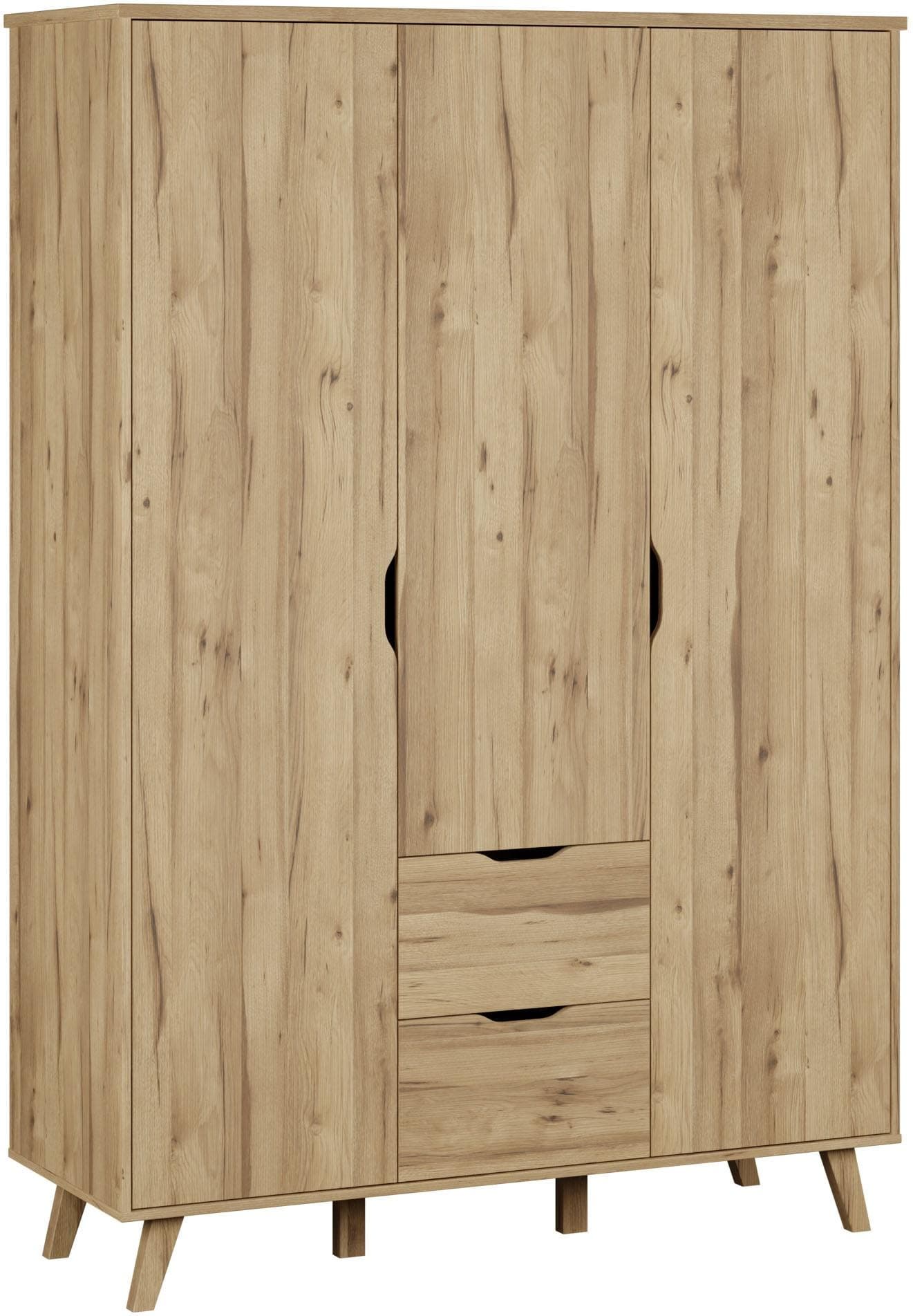 FORTE Drehtürenschrank Vankka skandinavisch Planked Eiche grifflos