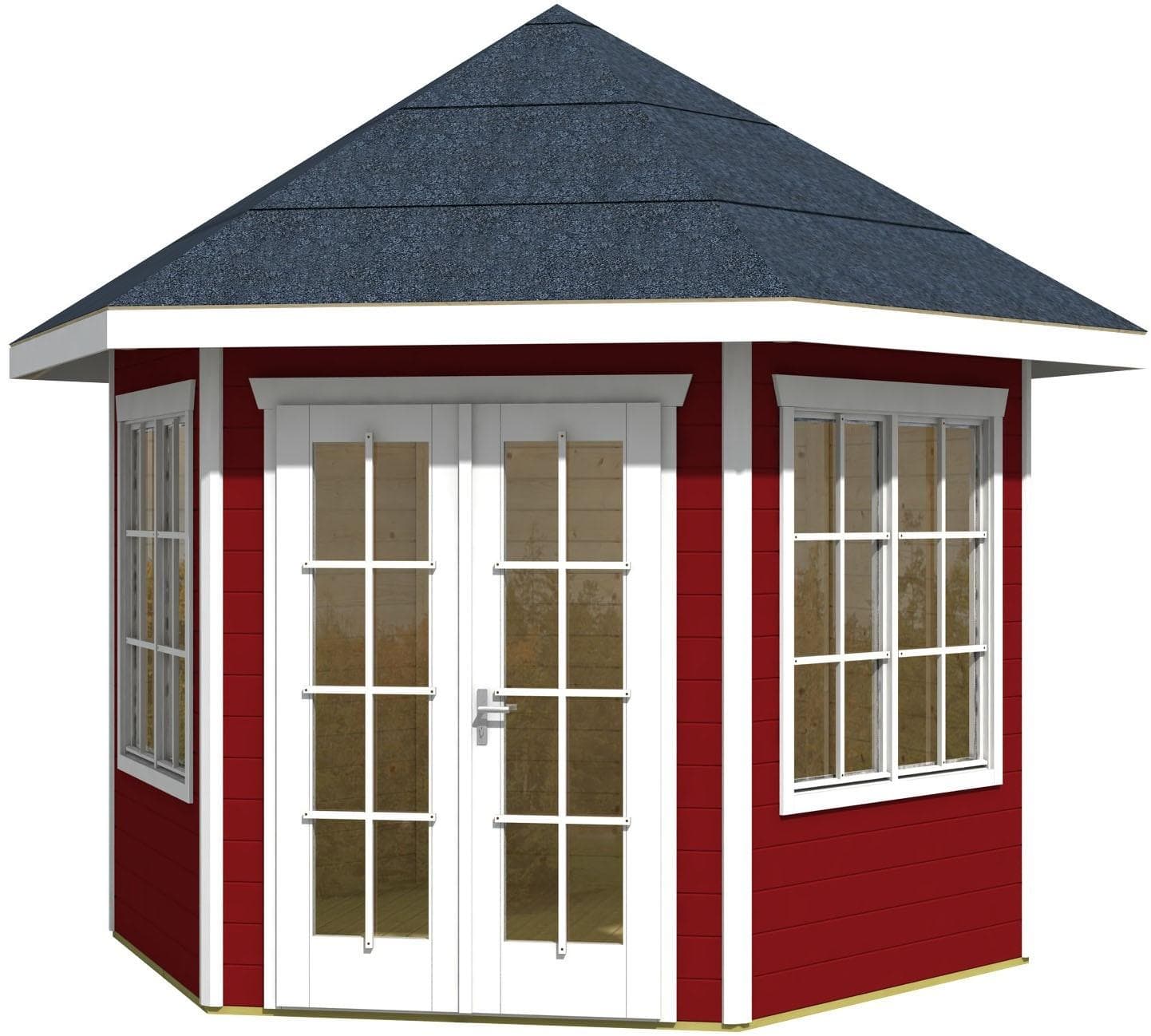 SKANHOLZ Almelo Holzpavillon Sechseckig Schwedenrot