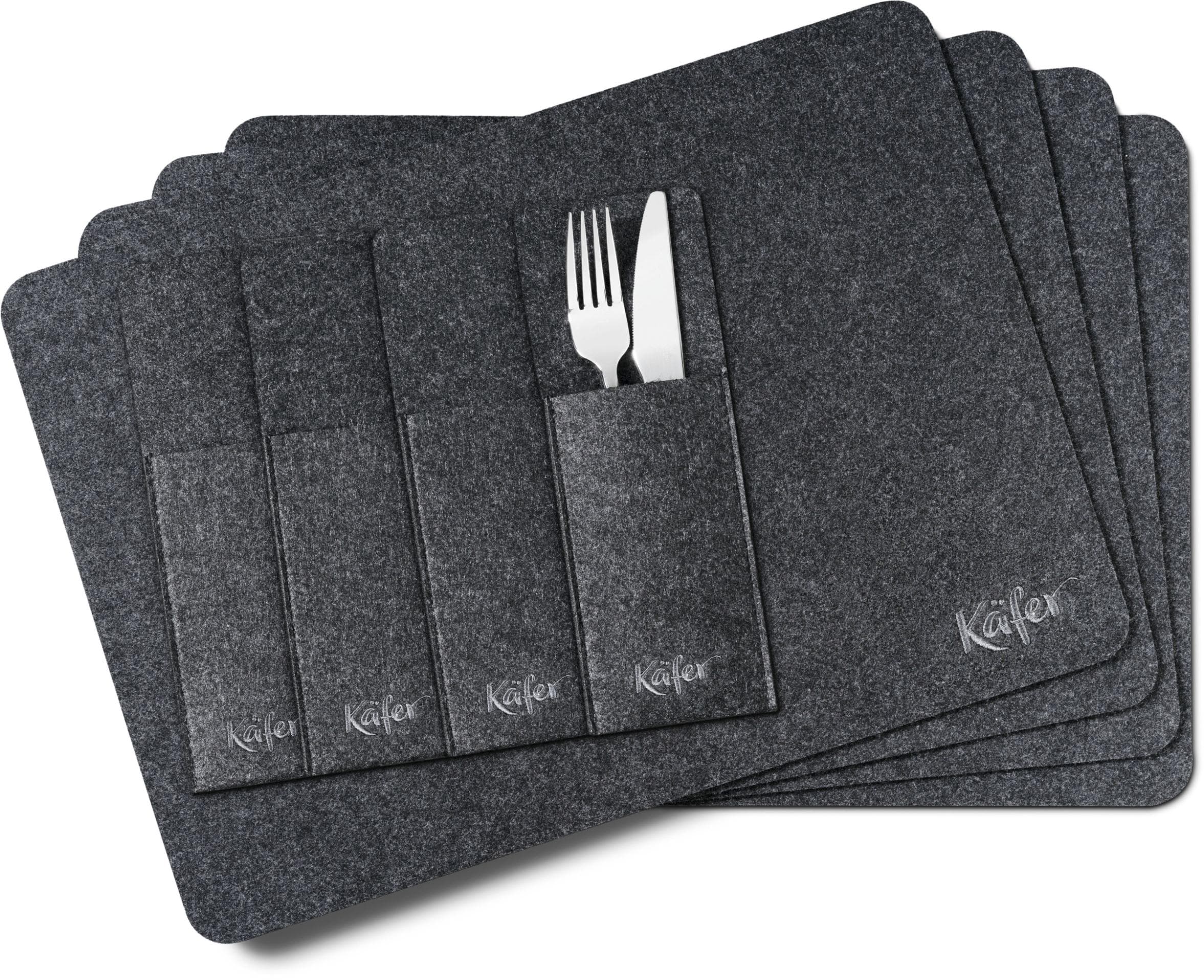 KÄFER Platzset 12-tlg. Anthrazit Polyester-Filz