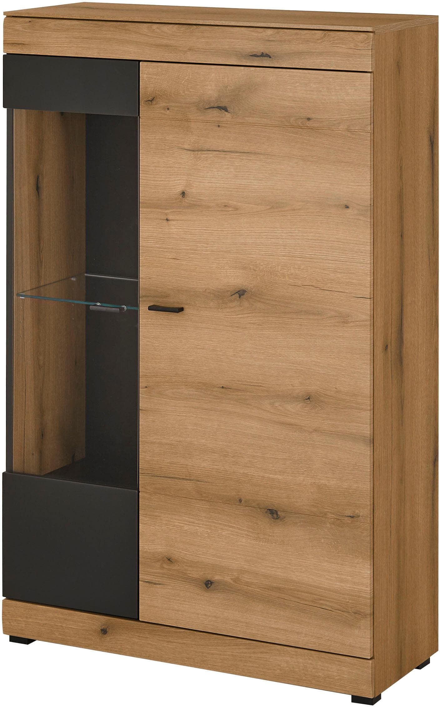 Home Affaire Vitrine Soleto Glasvitrine Eiche Evoke Schwarz