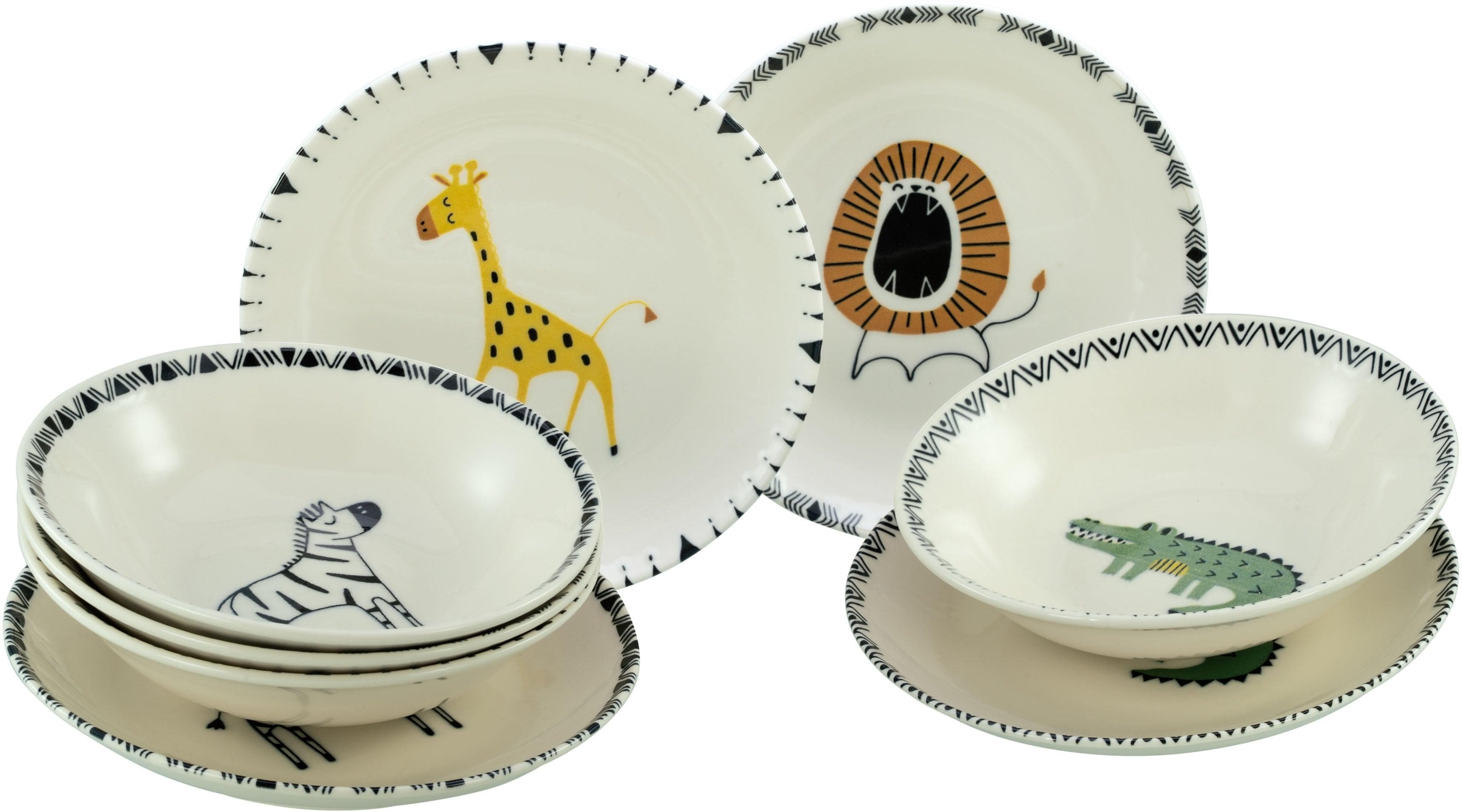 Creatable Teller-Set 8-tlg. Safari Bunt Steinzeug